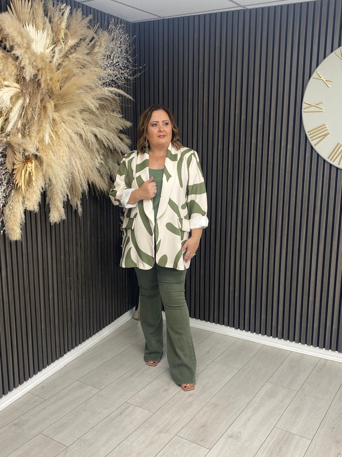 CYNTHIA BLAZER - CREAM/GREEN