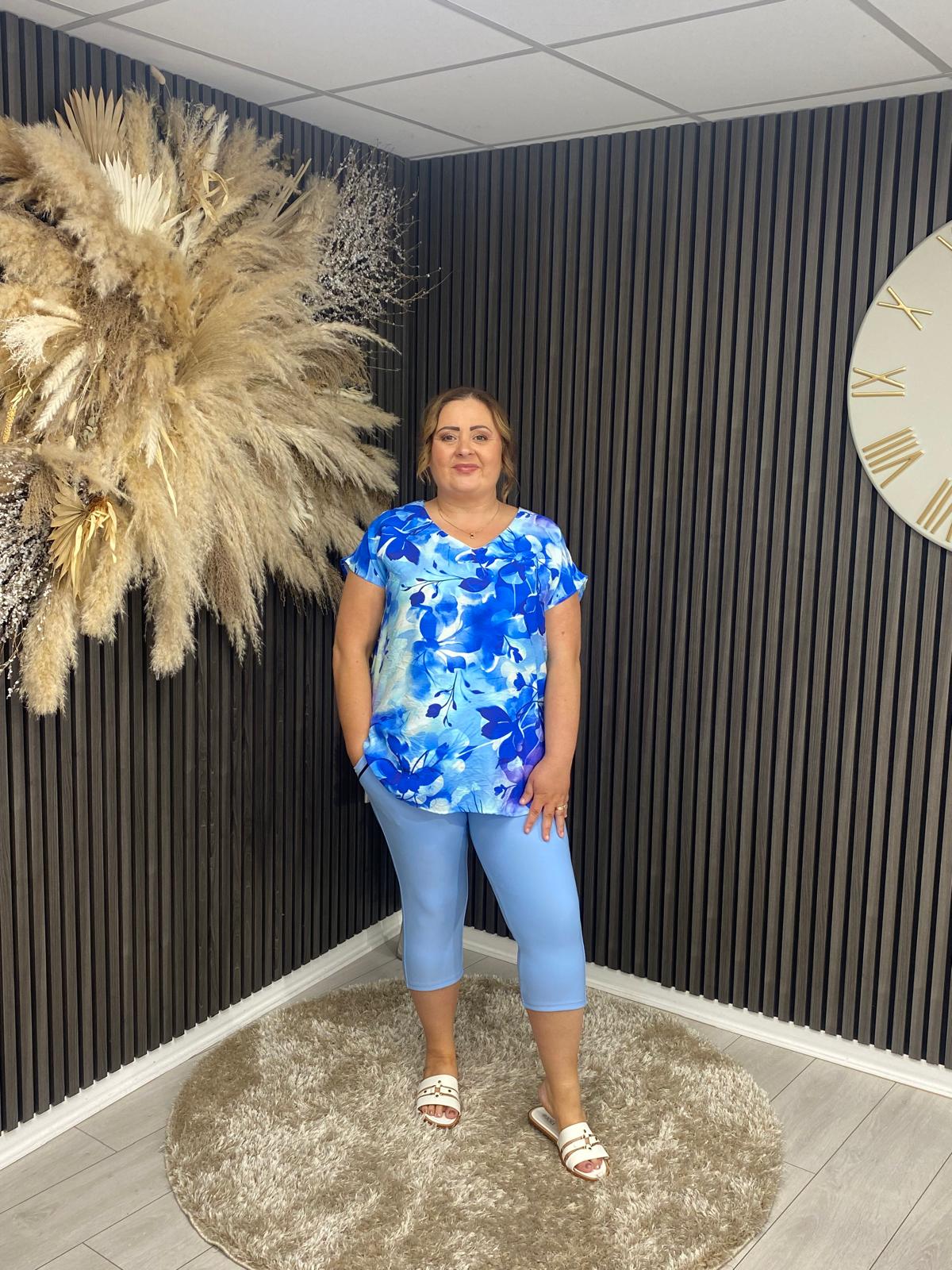 NORA CROPPED LEGGINGS - POWDER BLUE