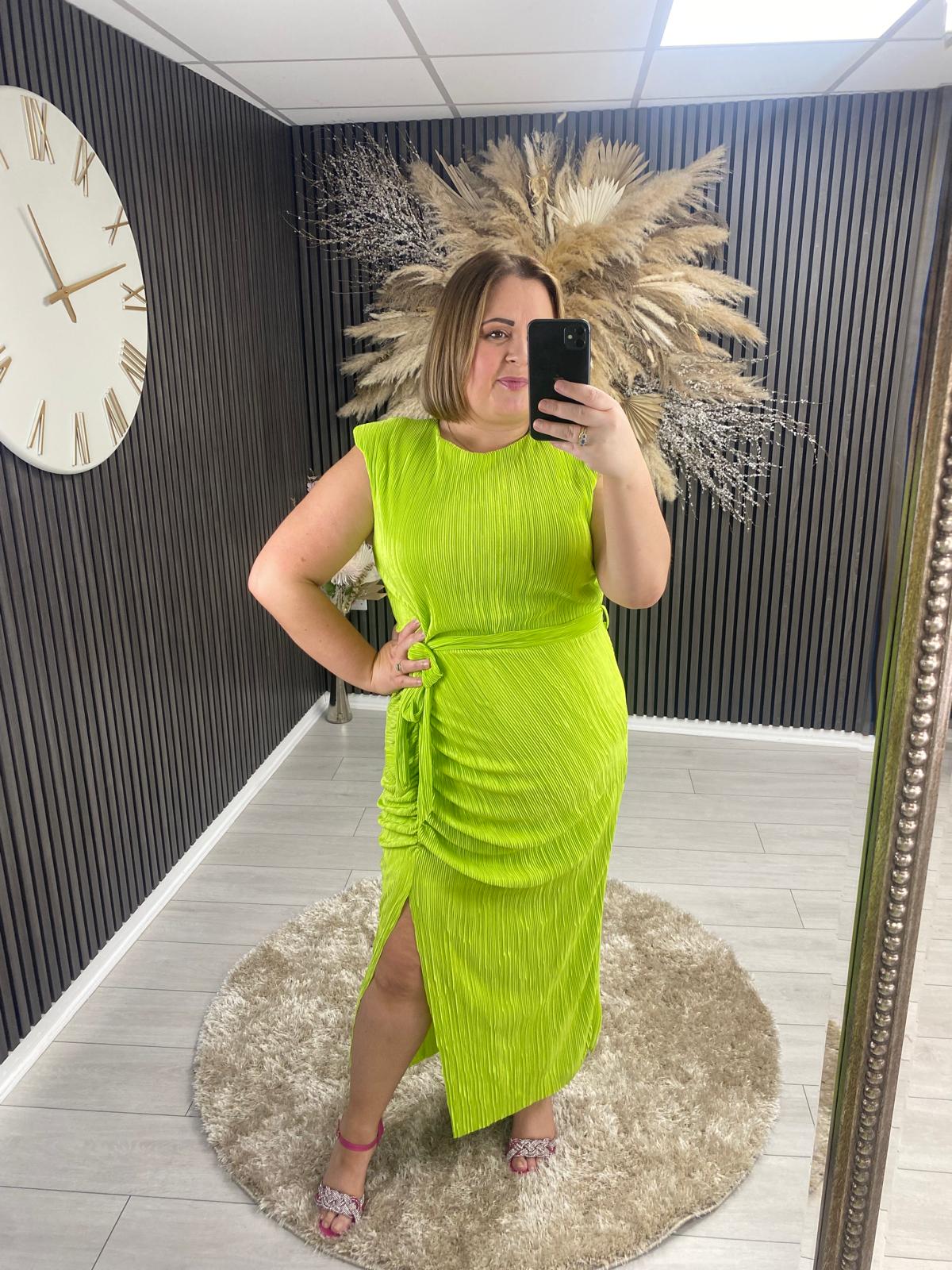 ELENA DRESS - LIME GREEN