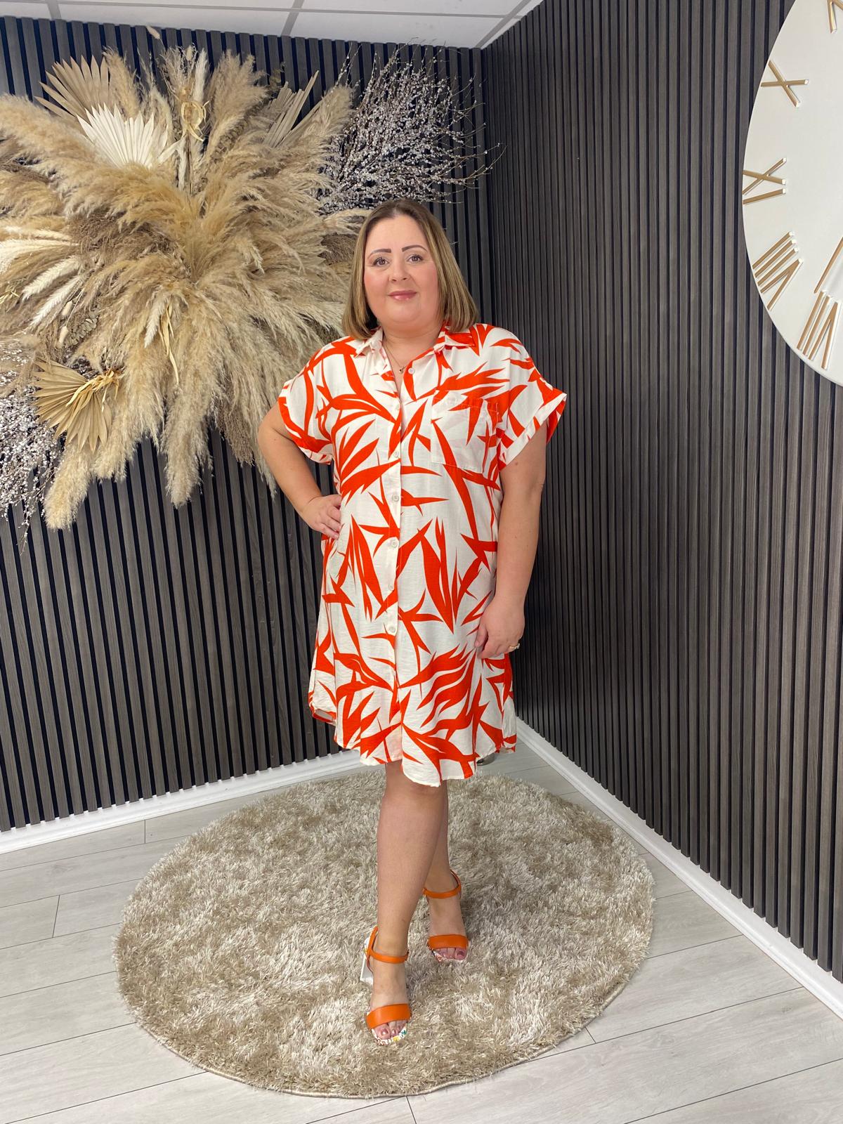 SARA LOUISE SHIRT DRESS - ORANGE