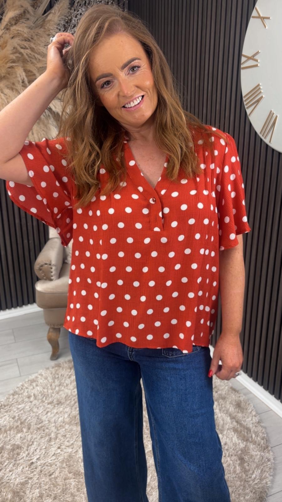 ORLANDA TOP - RED/WHITE SPOT