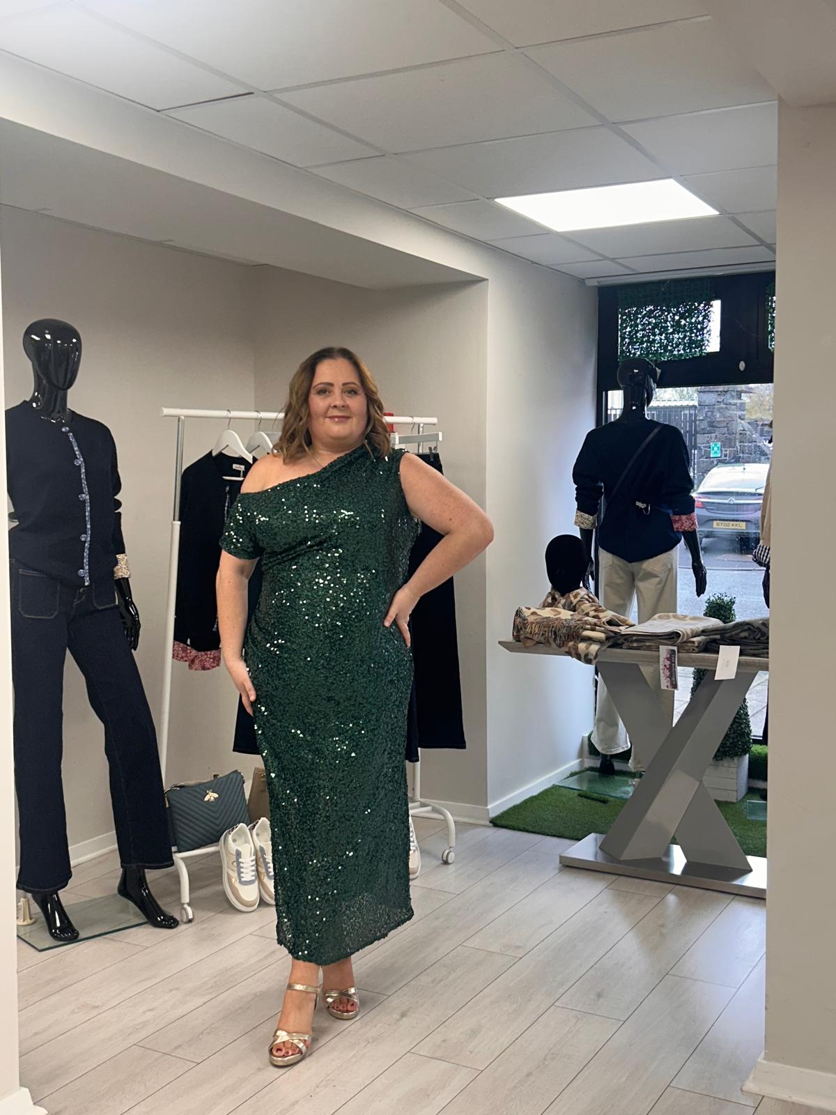 DONNA DRESS - GREEN SEQUIN