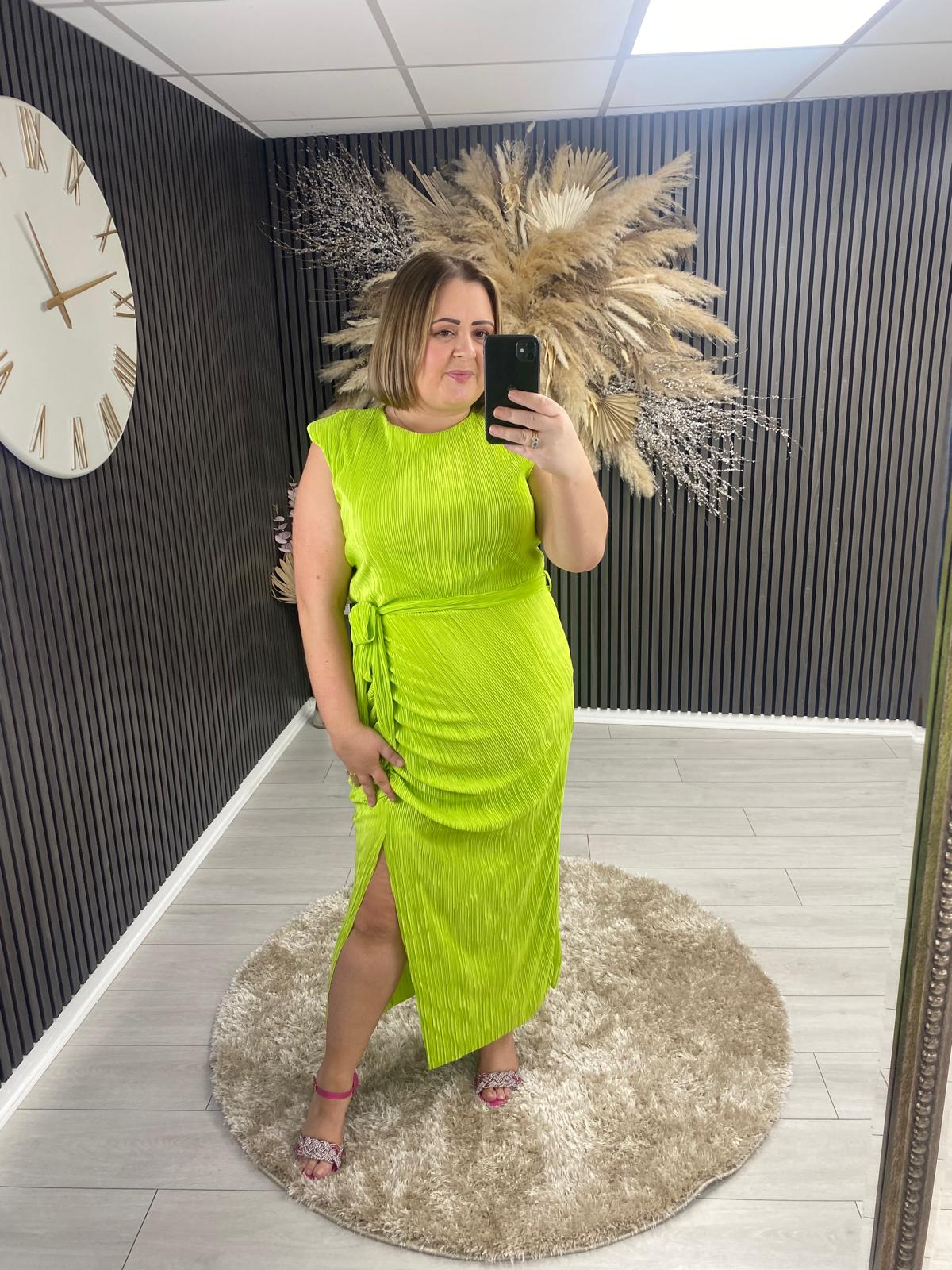 ELENA DRESS - LIME GREEN