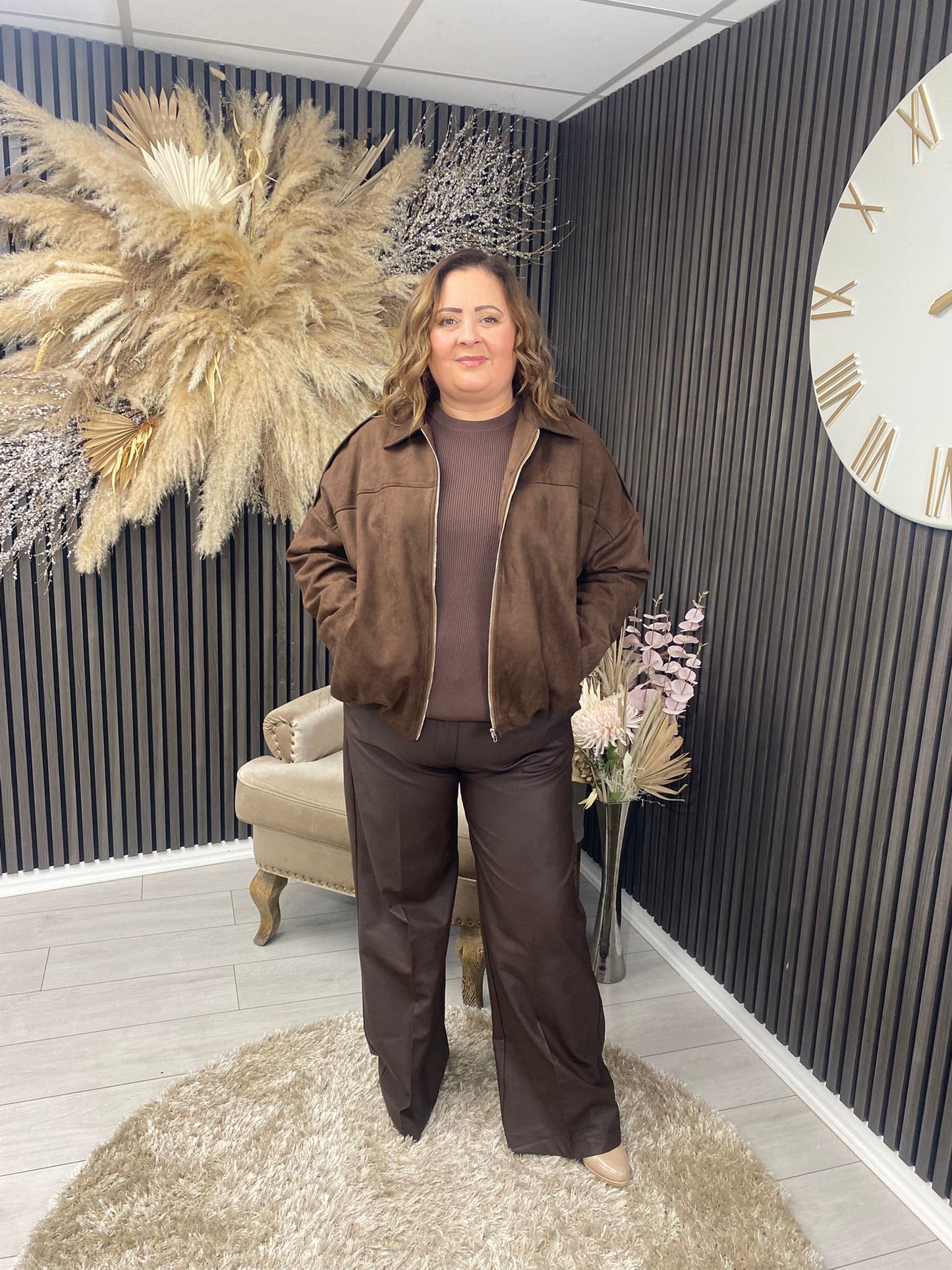 LYNETTE LEATHER TROUSER - BROWN