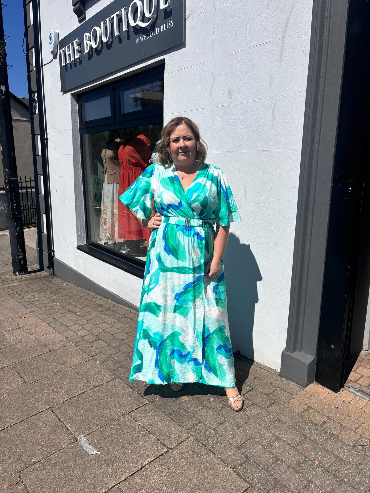 EVA DRESS - GREEN/BLUE