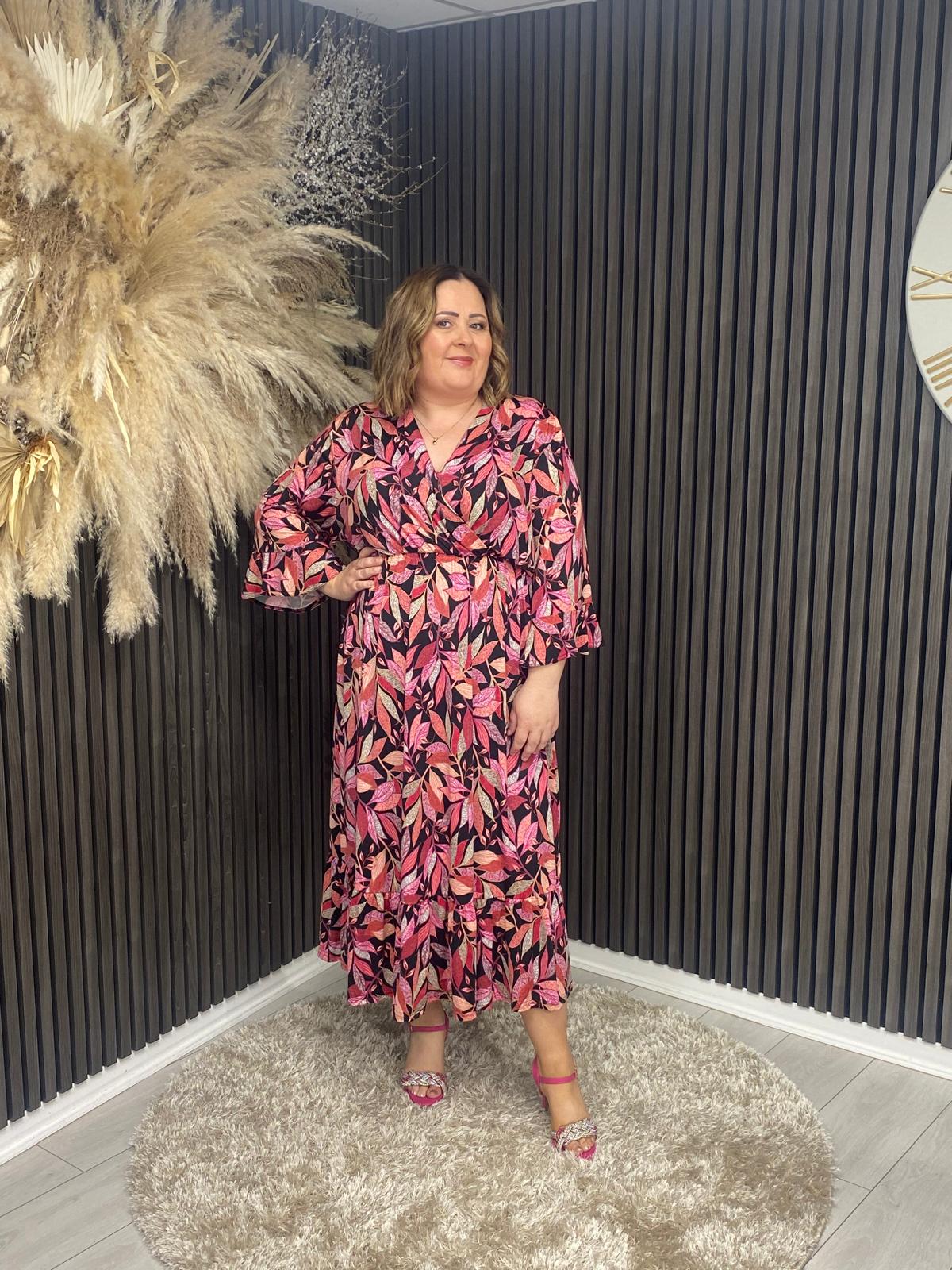LEILA DRESS - PINK/BLACK