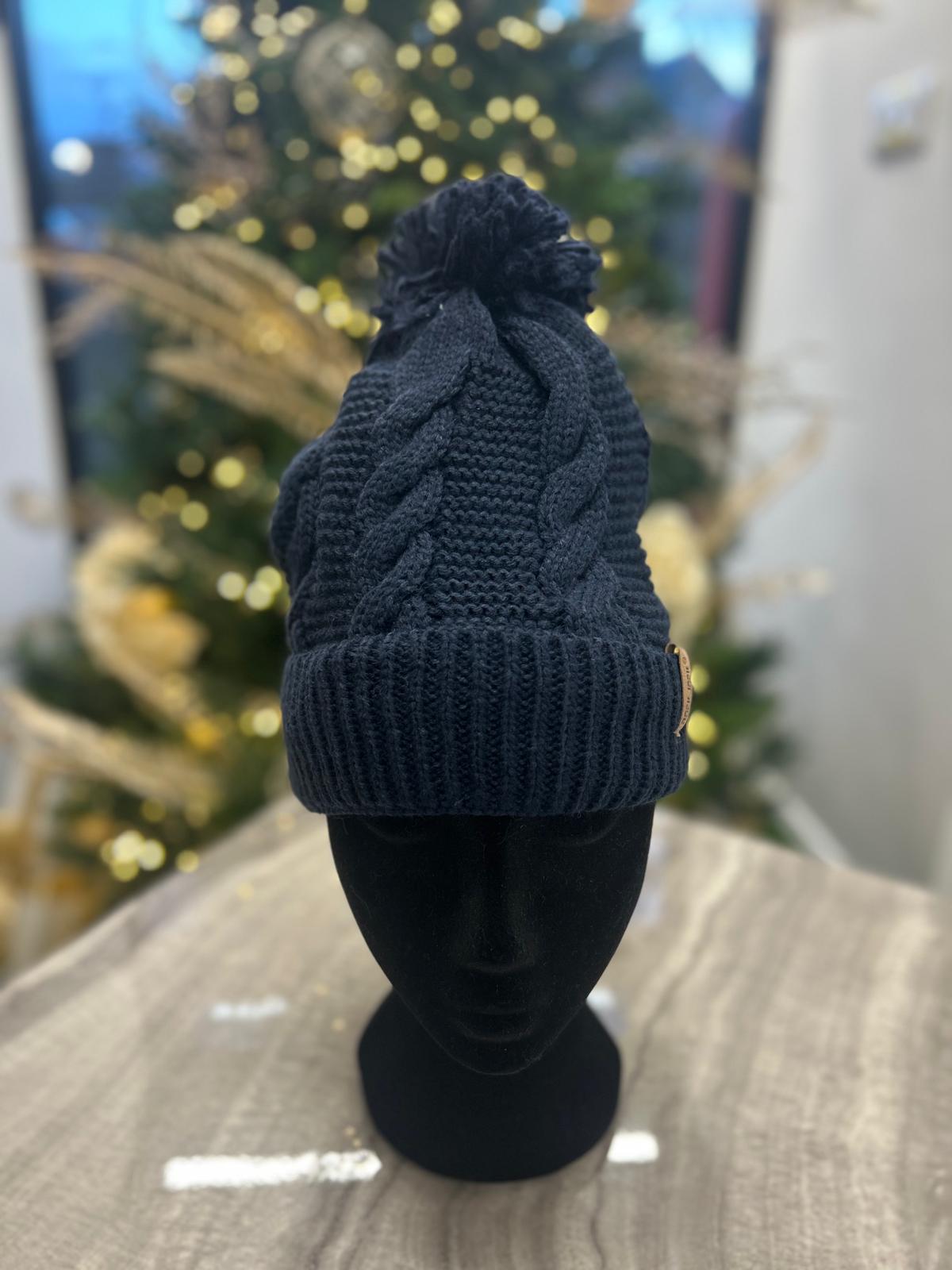 GILLIAN BOBBLE HAT - NAVY