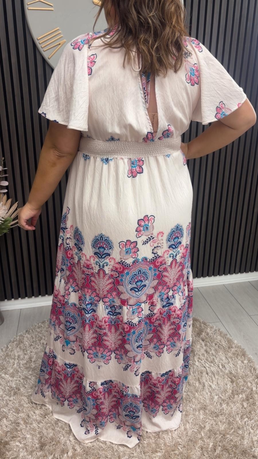 GISELLE DRESS - CREAM/PINK