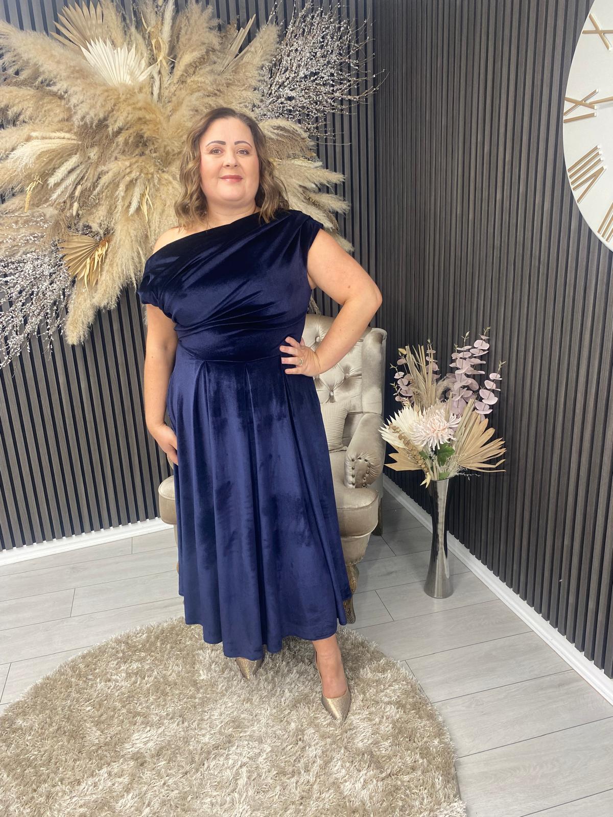 BETTY DRESS - NAVY VELVET