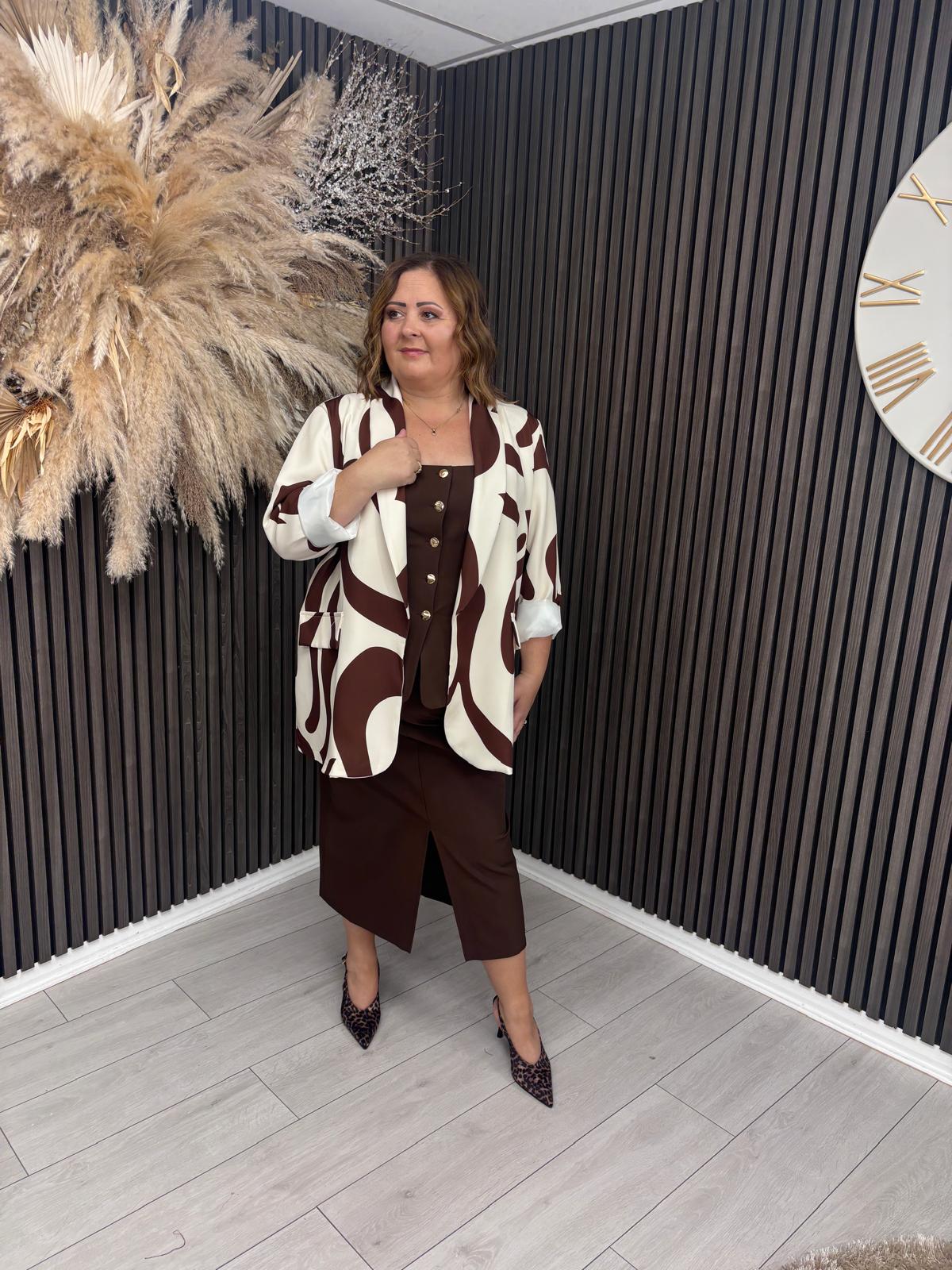 CYNTHIA BLAZER - CREAM/BROWN