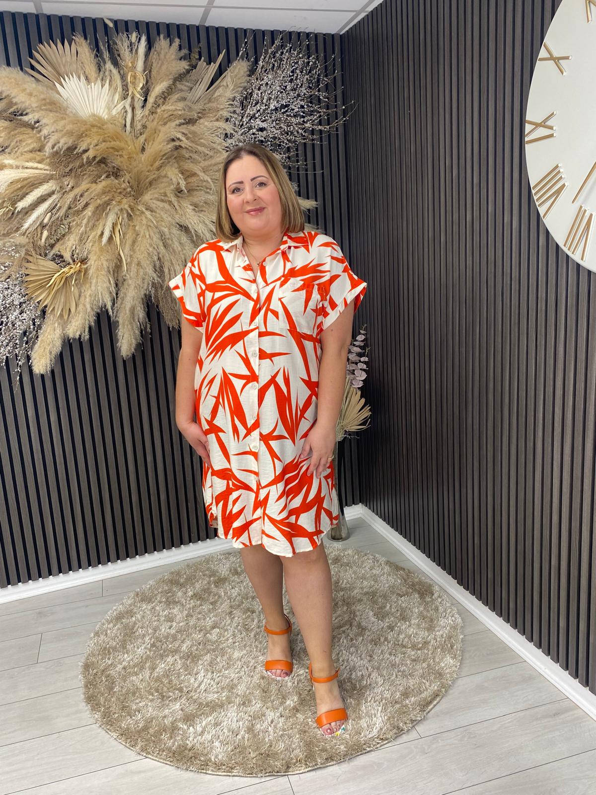 SARA LOUISE SHIRT DRESS - ORANGE