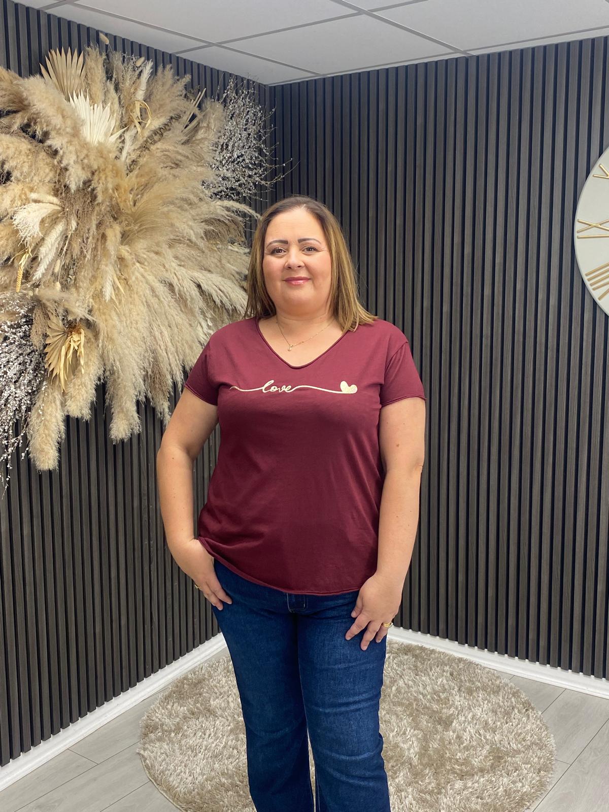 VERONICA T-SHIRT - BURGUNDY