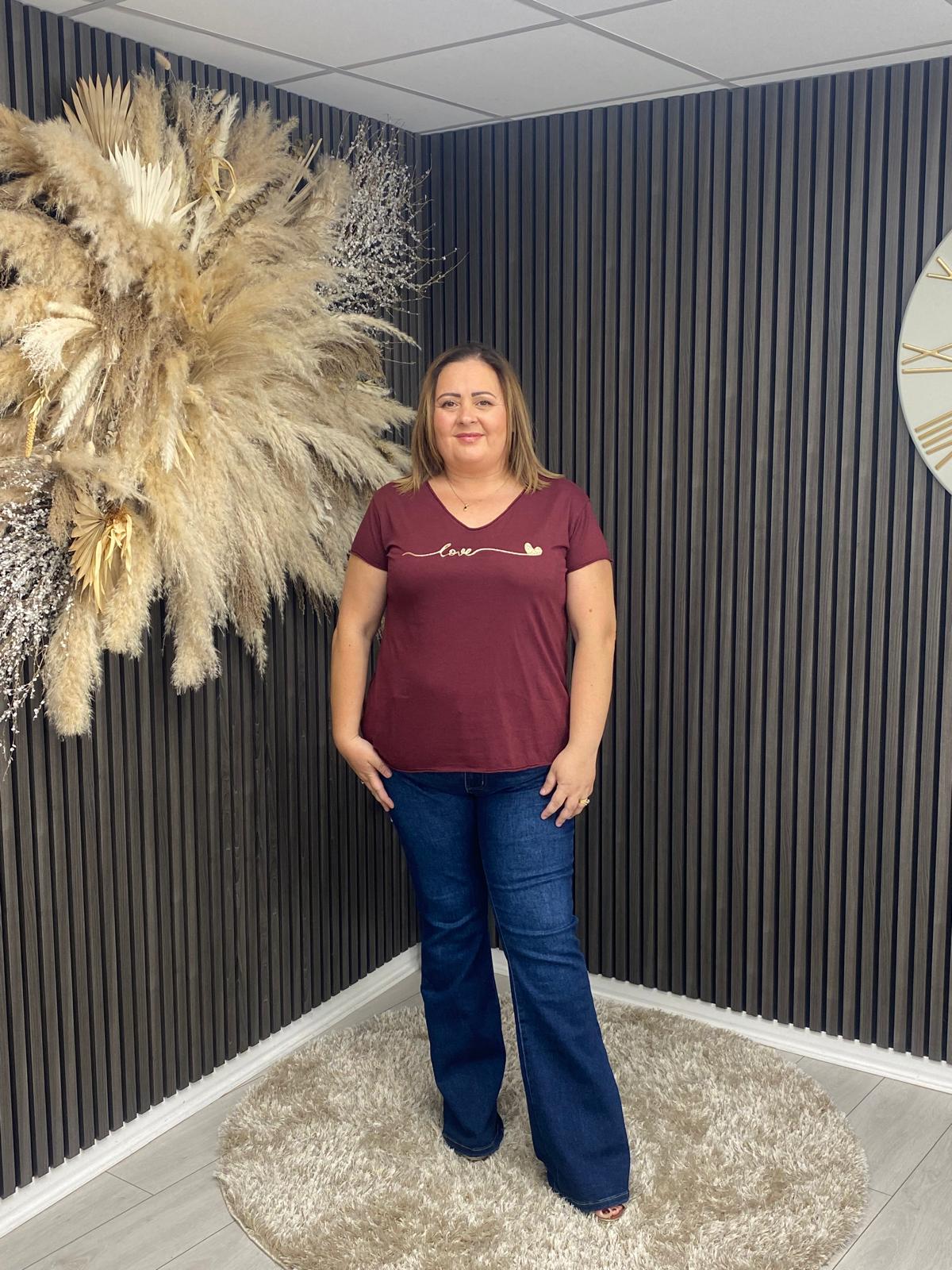 VERONICA T-SHIRT - BURGUNDY