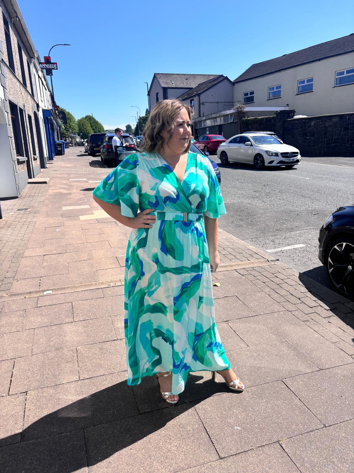 EVA DRESS - GREEN/BLUE