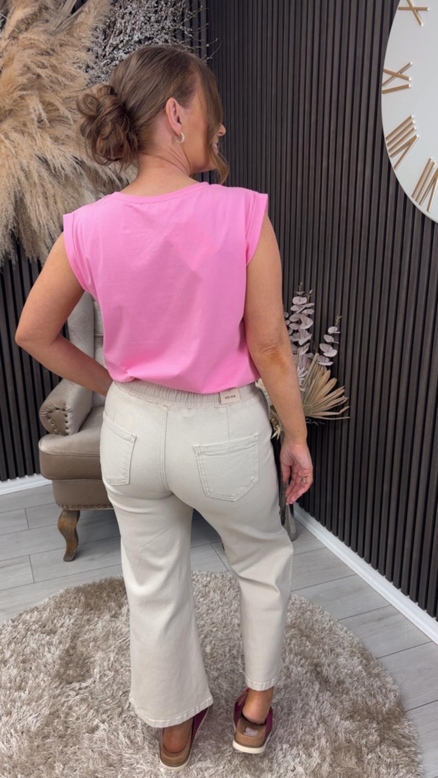 SUZANNE CROPPED JEANS - BEIGE