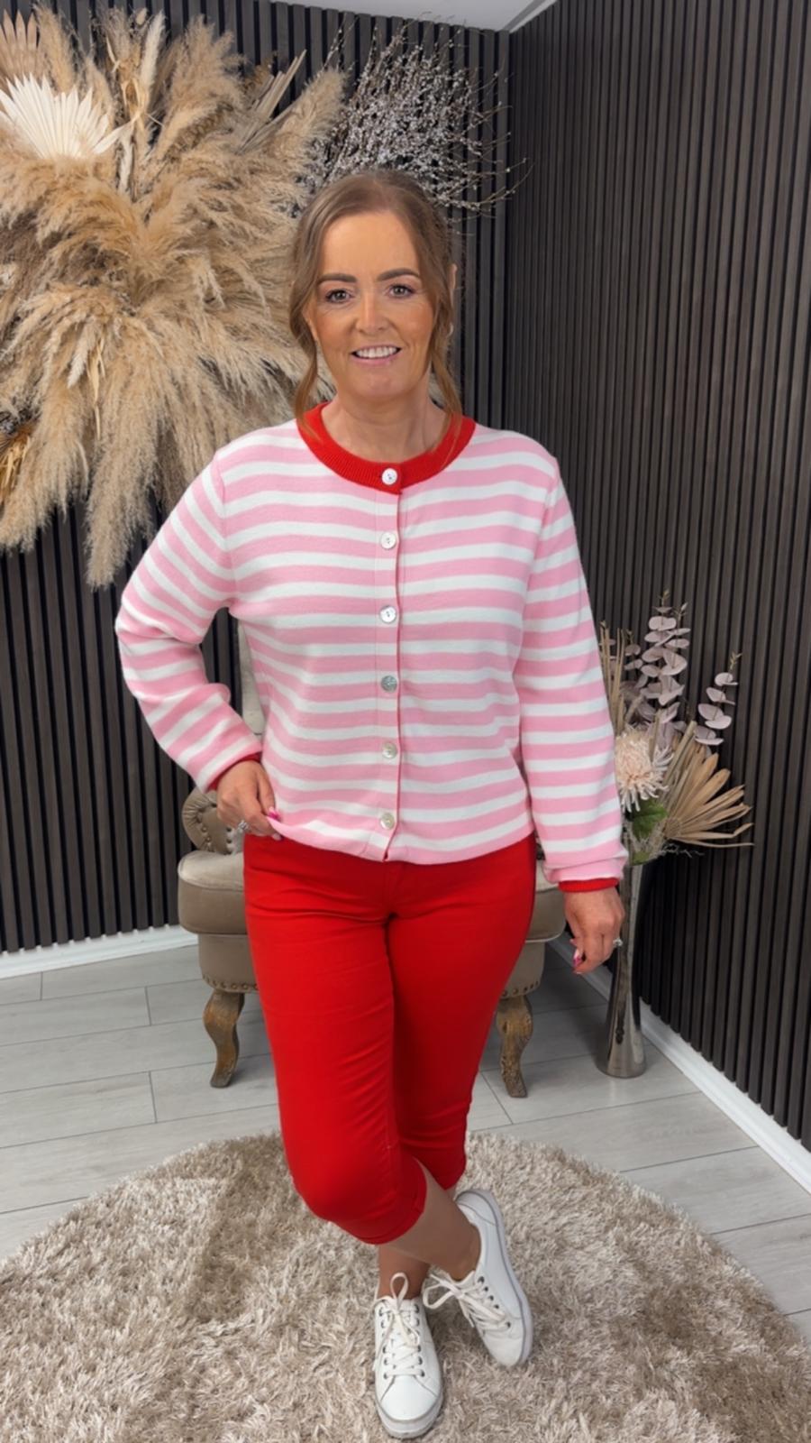 JAYDEN CARDIGAN - PINK/RED