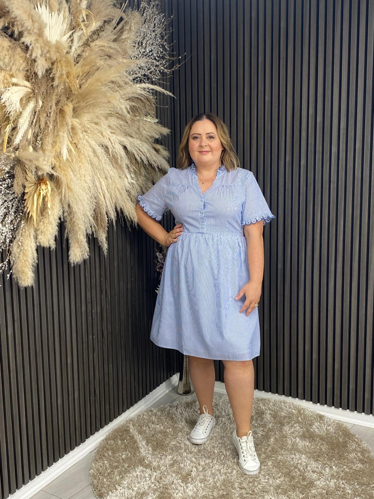CASSANDRA DRESS - BLUE STRIPE
