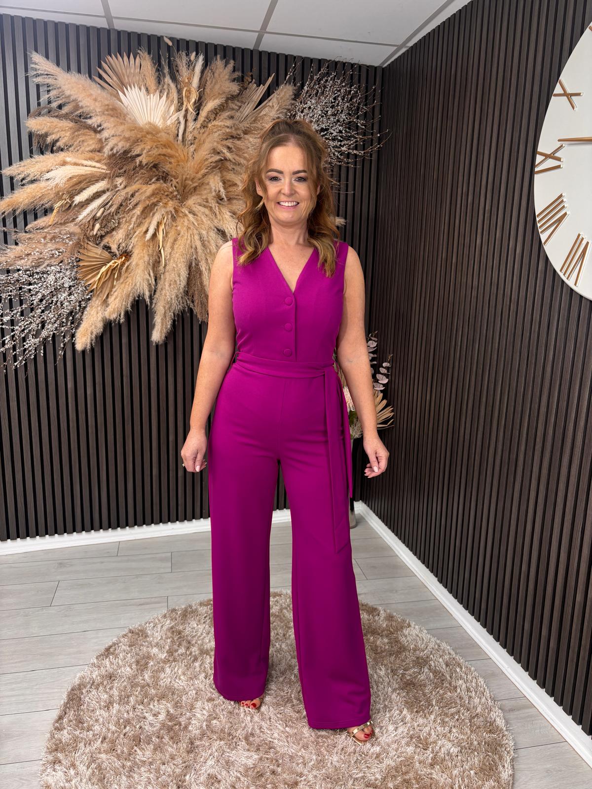 TRISHA WAISTCOAT JUMPSUIT - FUCHSIA