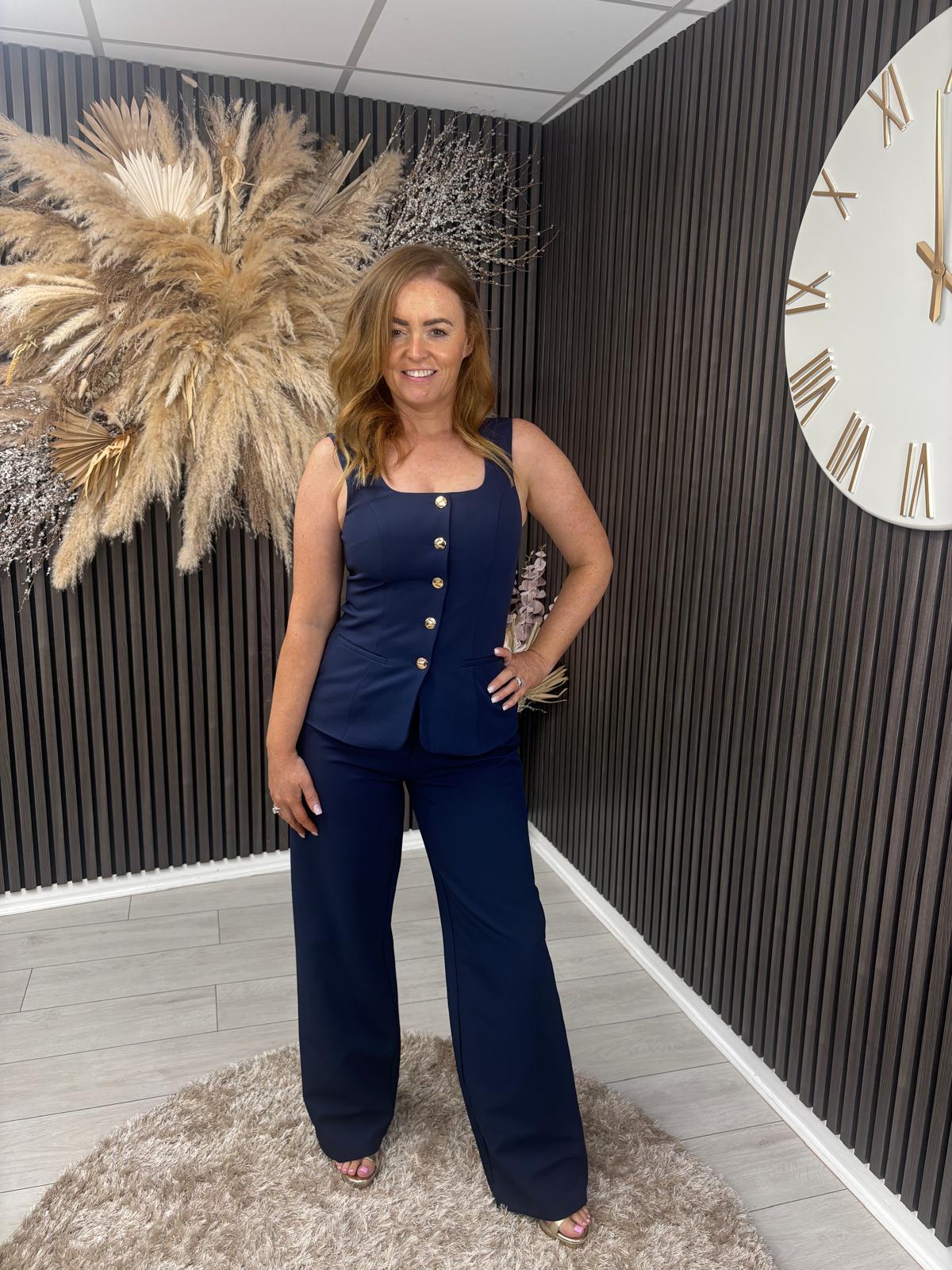 JO PLEATED TROUSER - NAVY