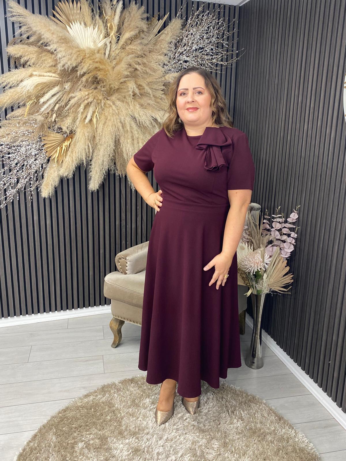 MINTA BOW DRESS - PLUM