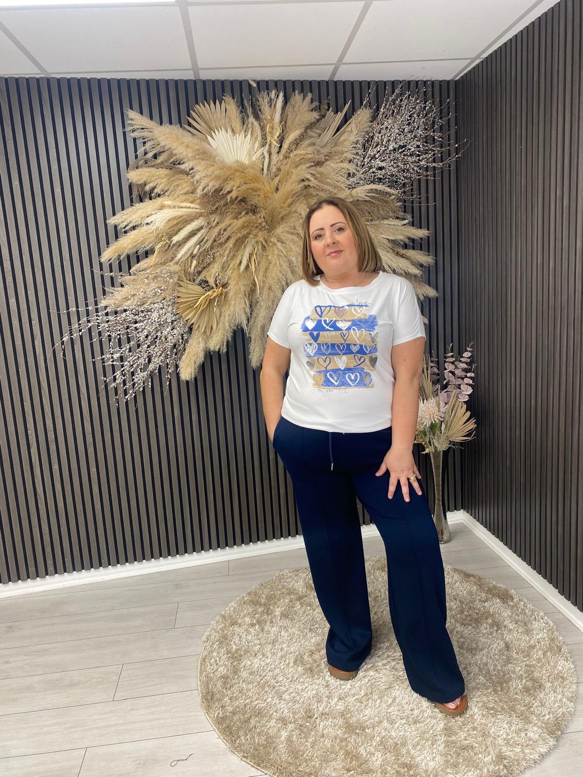 JANICE T-SHIRT - BLUE/GOLD
