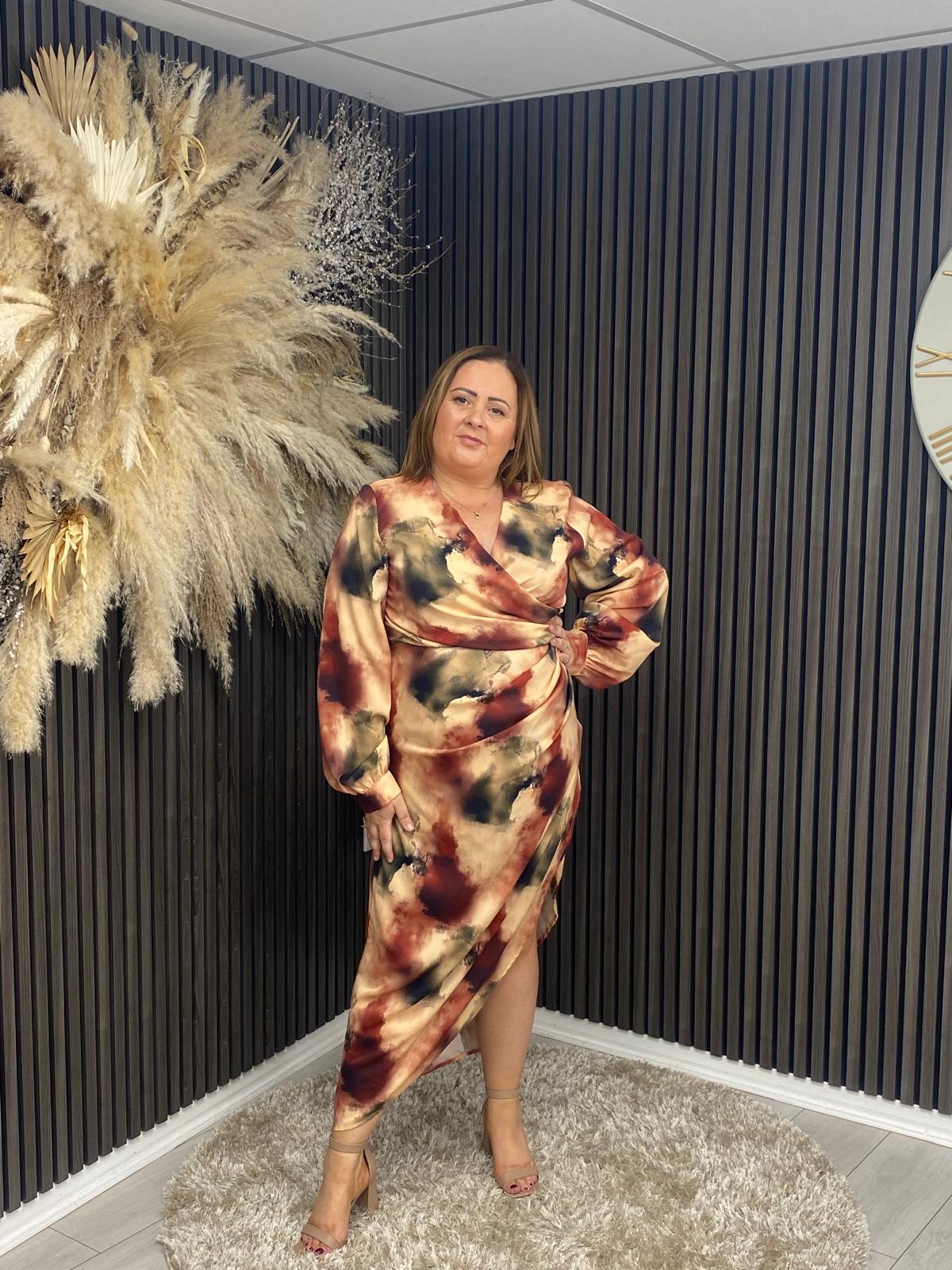 ELSA DRESS - BROWN PRINT