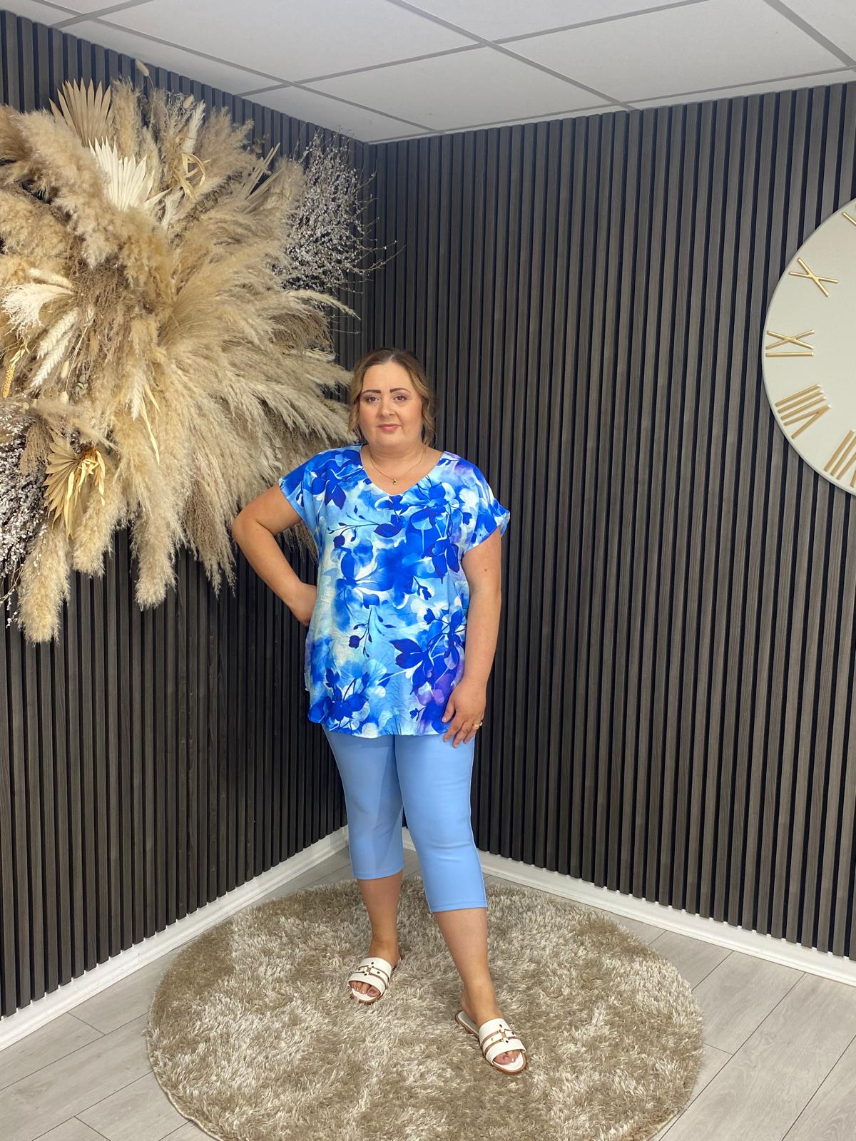 NORA CROPPED LEGGINGS - POWDER BLUE