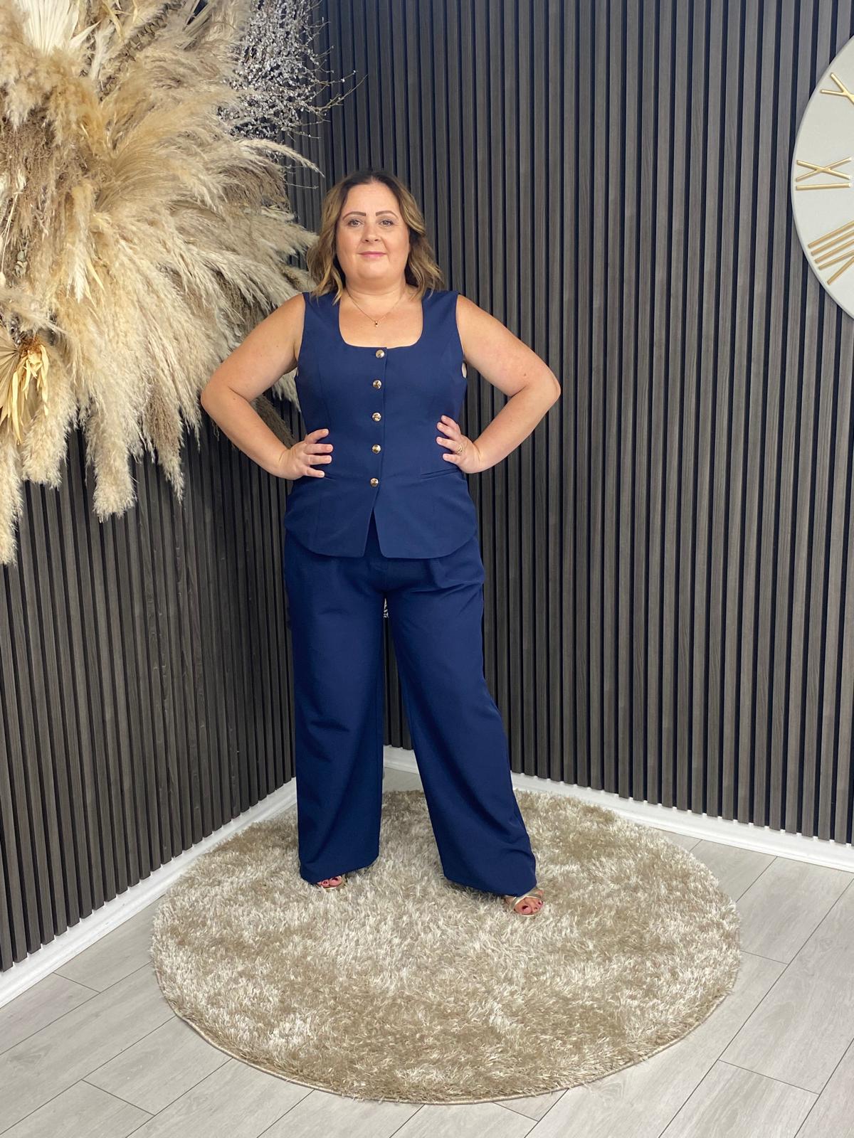 JO PLEATED TROUSER - NAVY