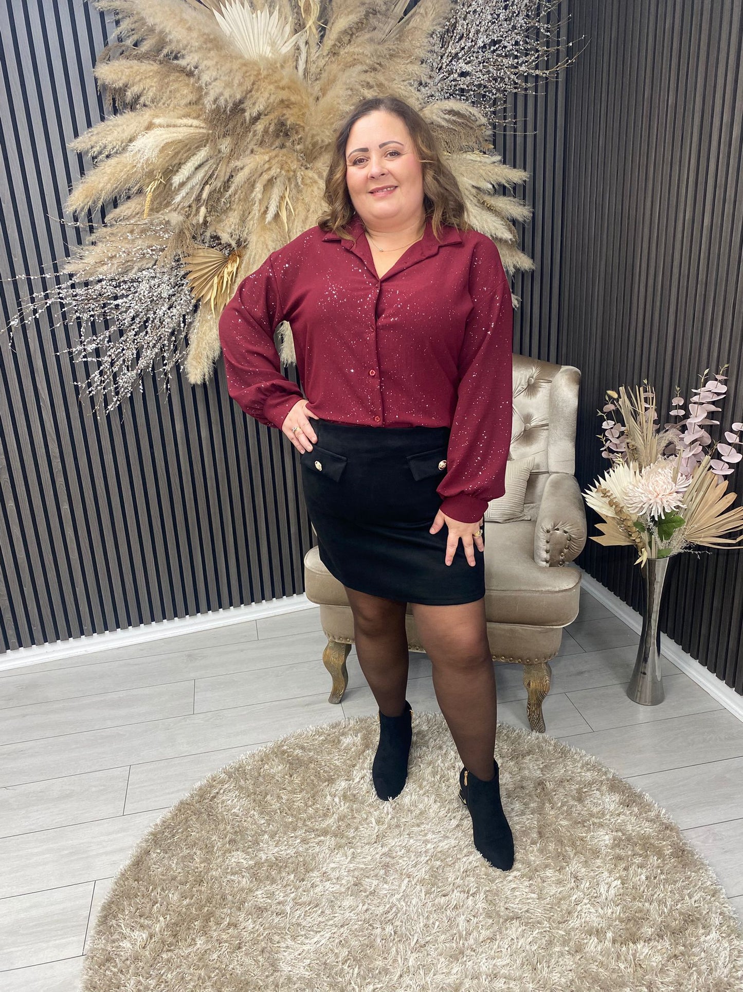 ISABELLA SHIRT - BURGUNDY