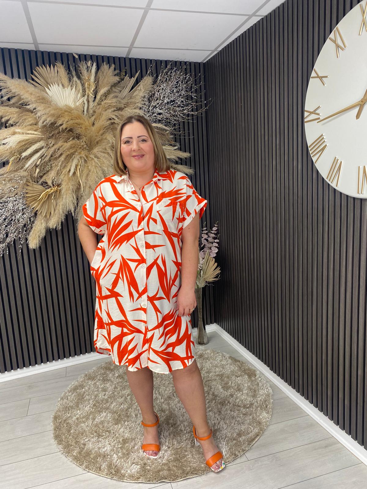 SARA LOUISE SHIRT DRESS - ORANGE