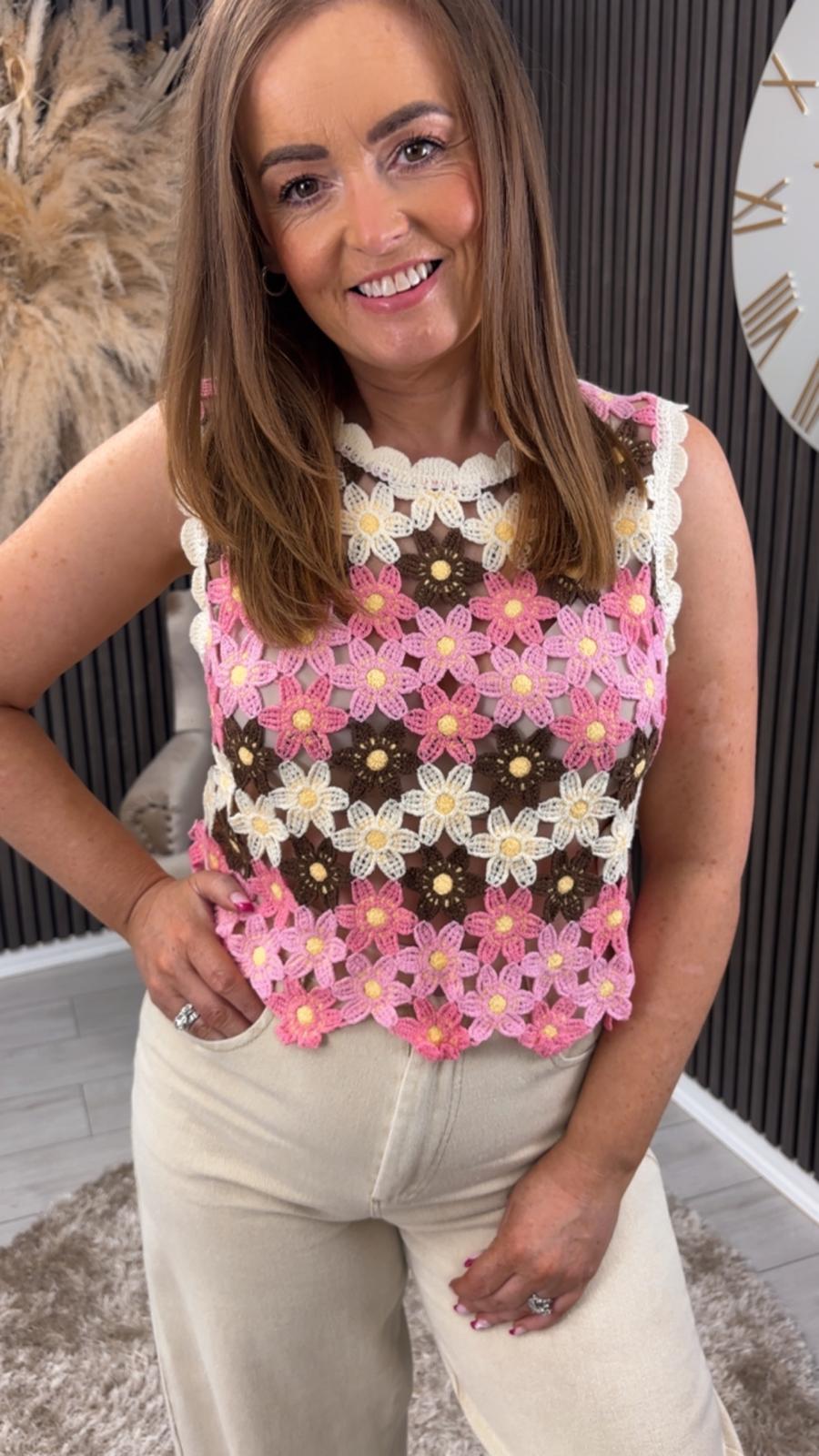 ELIZA TOP - PINK/BROWN