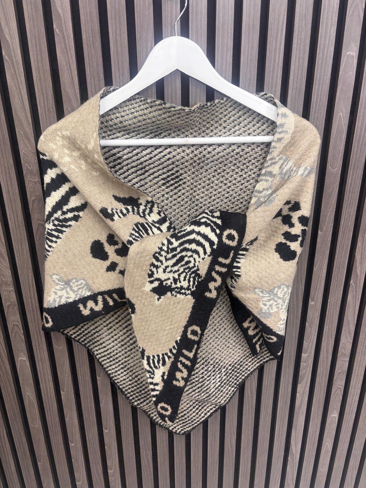 VERA SCARF - BLACK/TAUPE