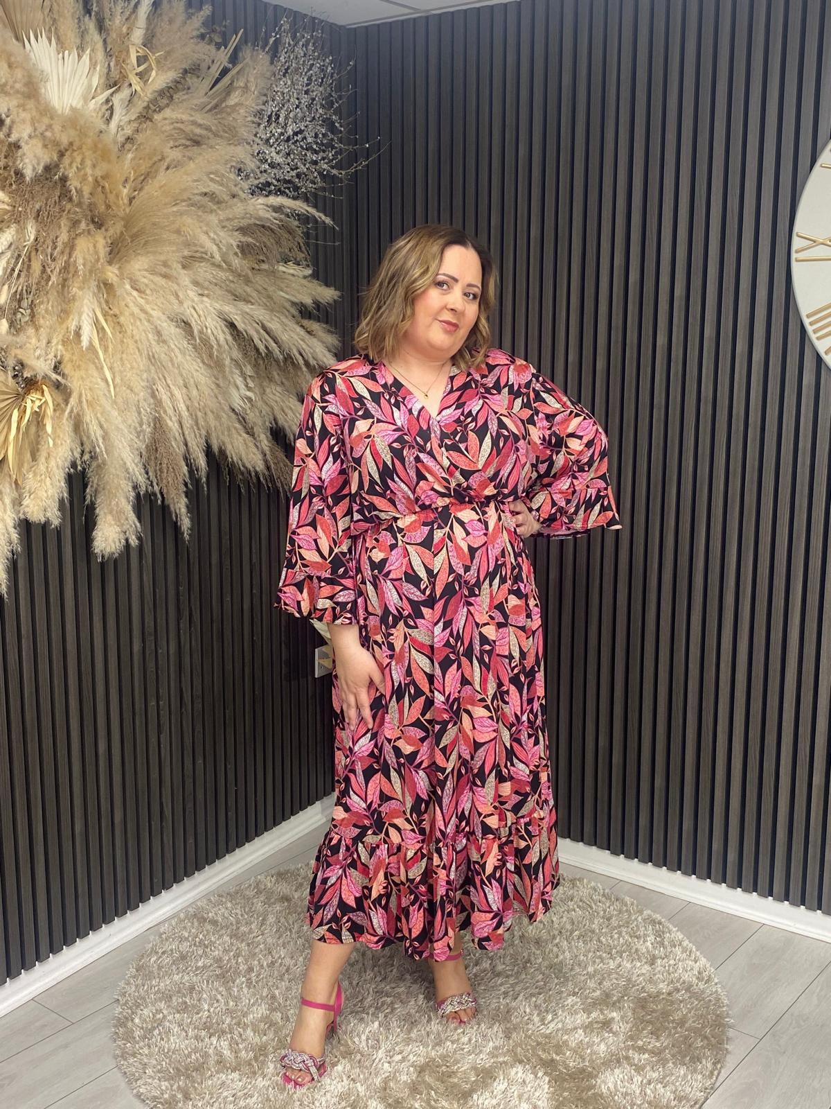 LEILA DRESS - PINK/BLACK