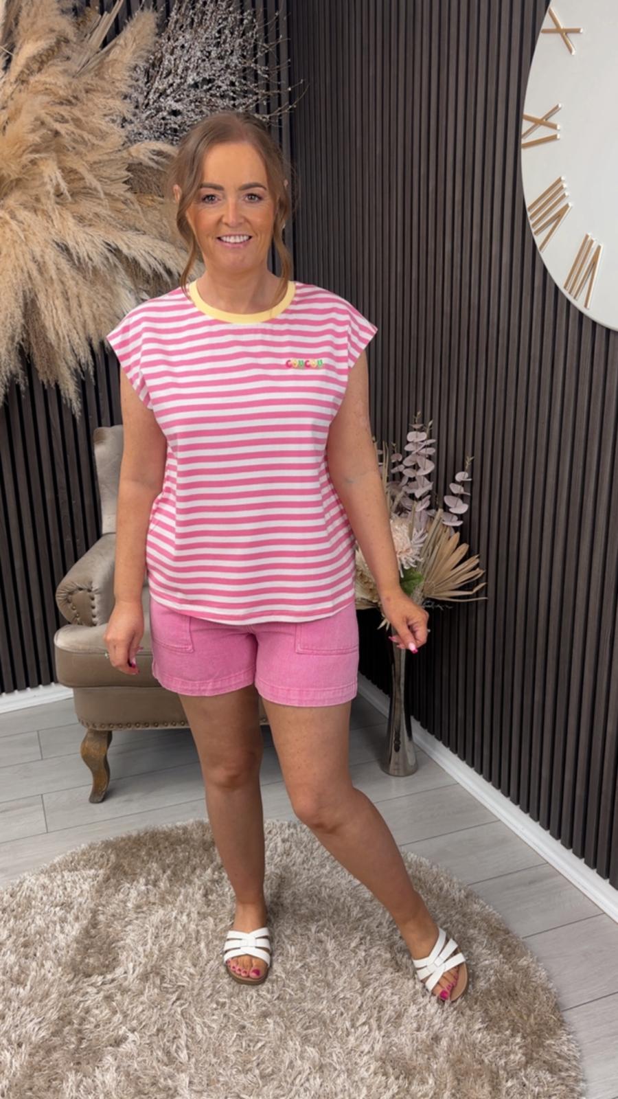 NIAMH TOP - PINK/WHITE