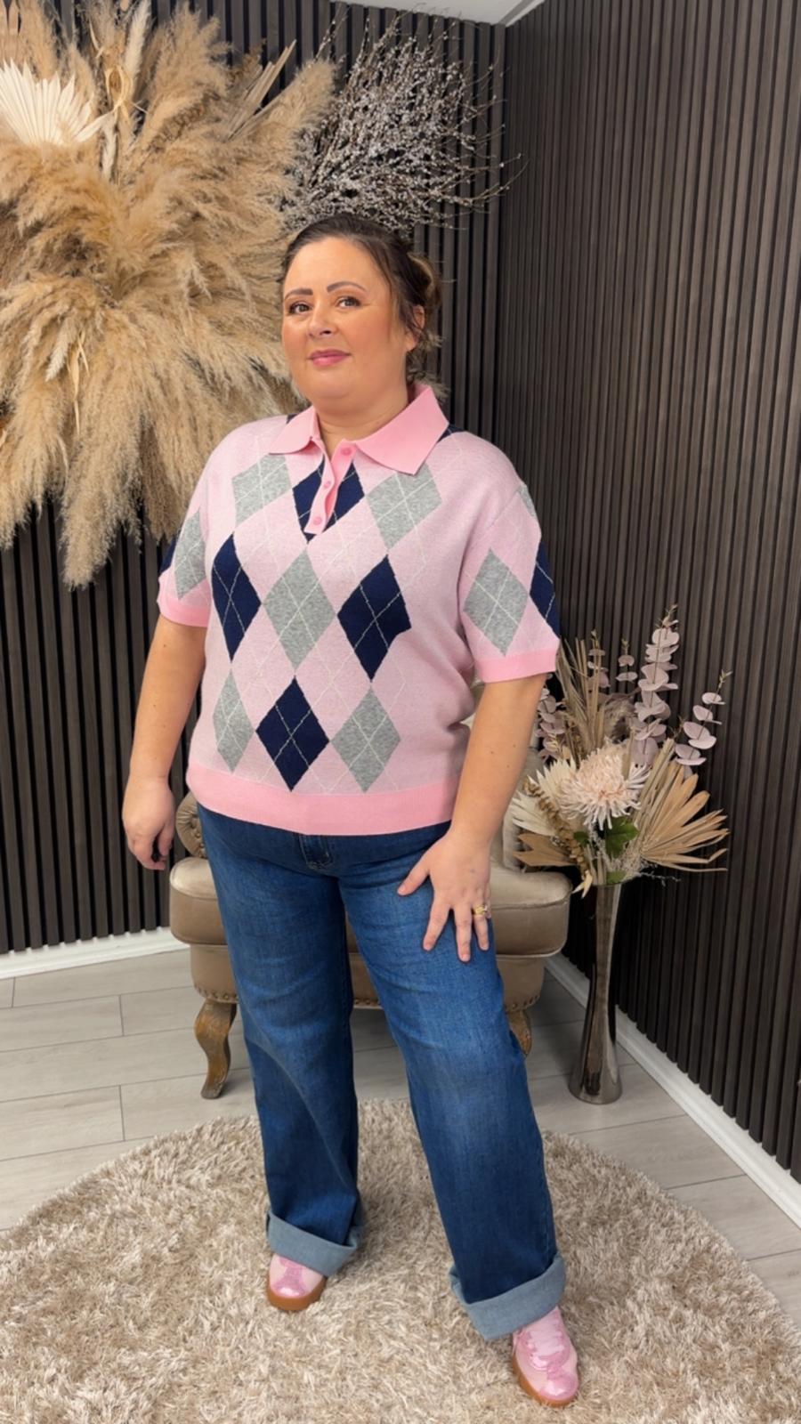 DAKOTA JUMPER - PINK/GREY