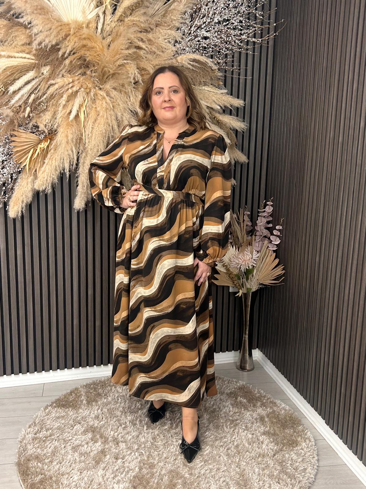 MELISSA DRESS - CAMEL/BROWN