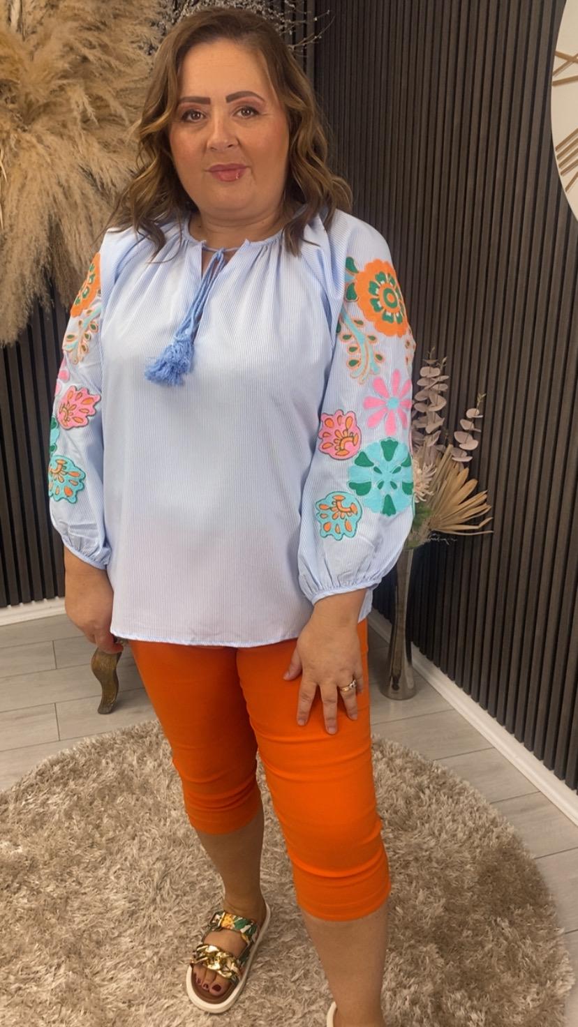 POPPY TOP - BLUE STRIPE