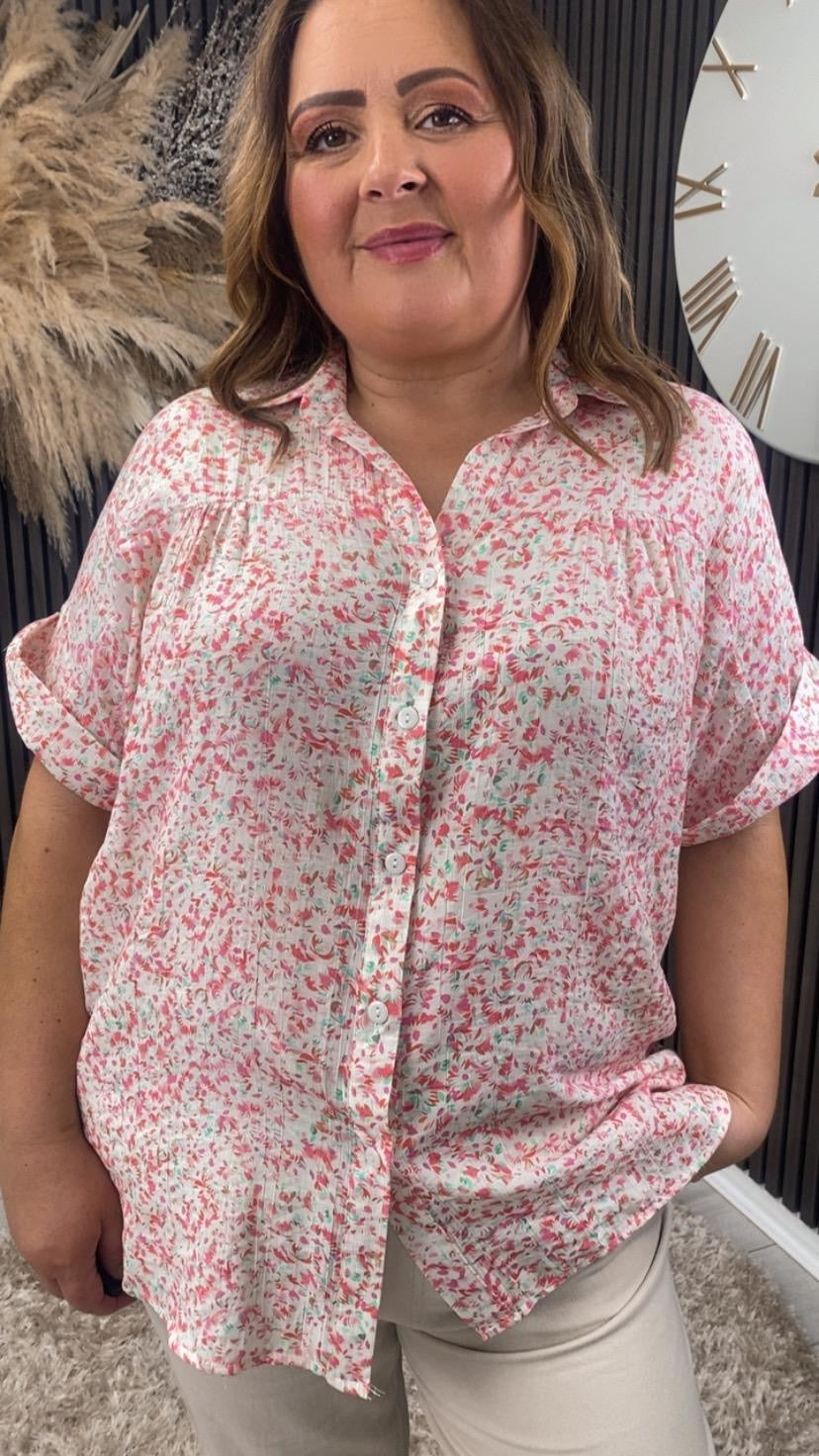 ANTOINETTE TOP  - PINK FLORAL