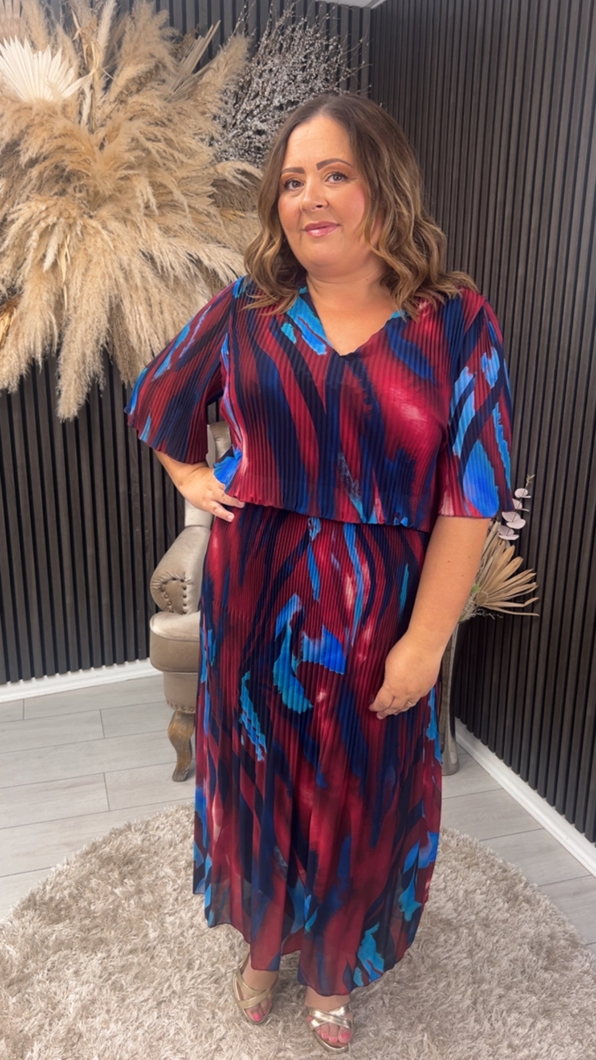 YASMIN DRESS - BURGUNDY/NAVY