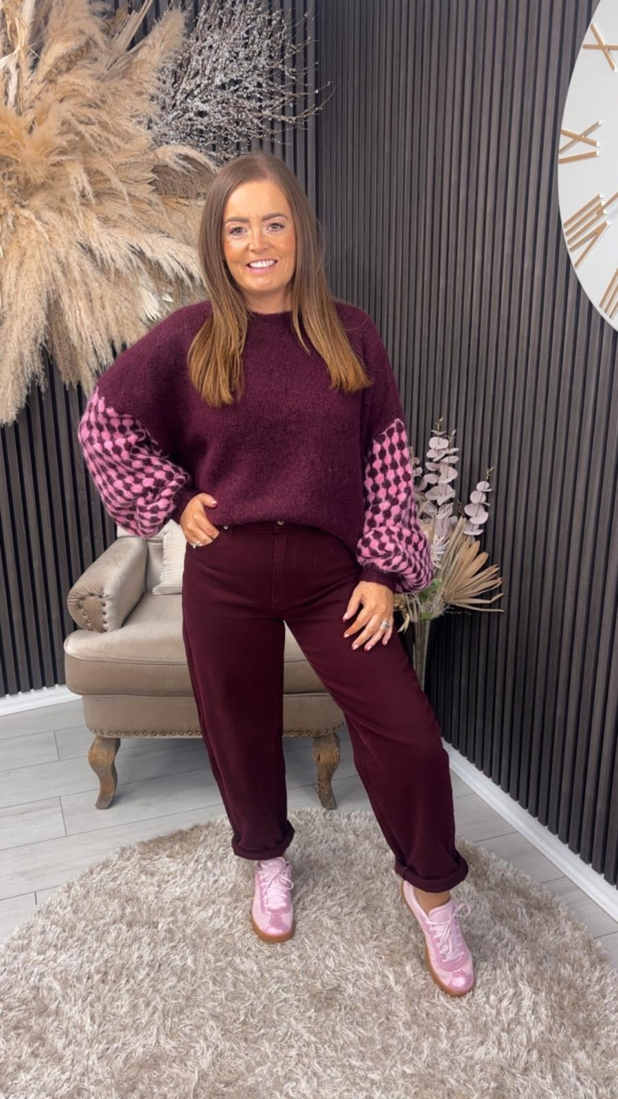 COCO JUMPER - BURGUNDY/PINK