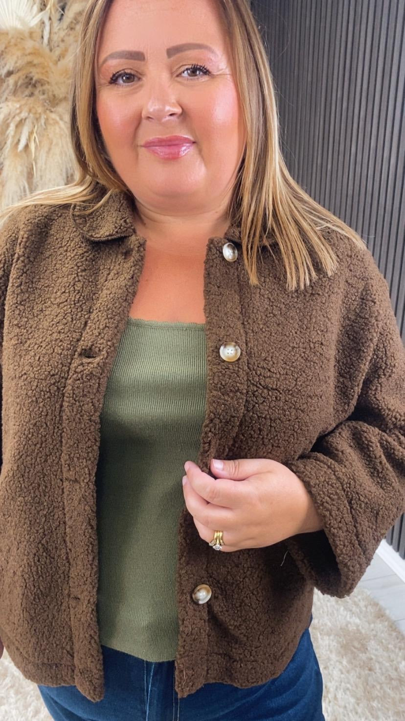 SADIE TEDDY JACKET - BROWN