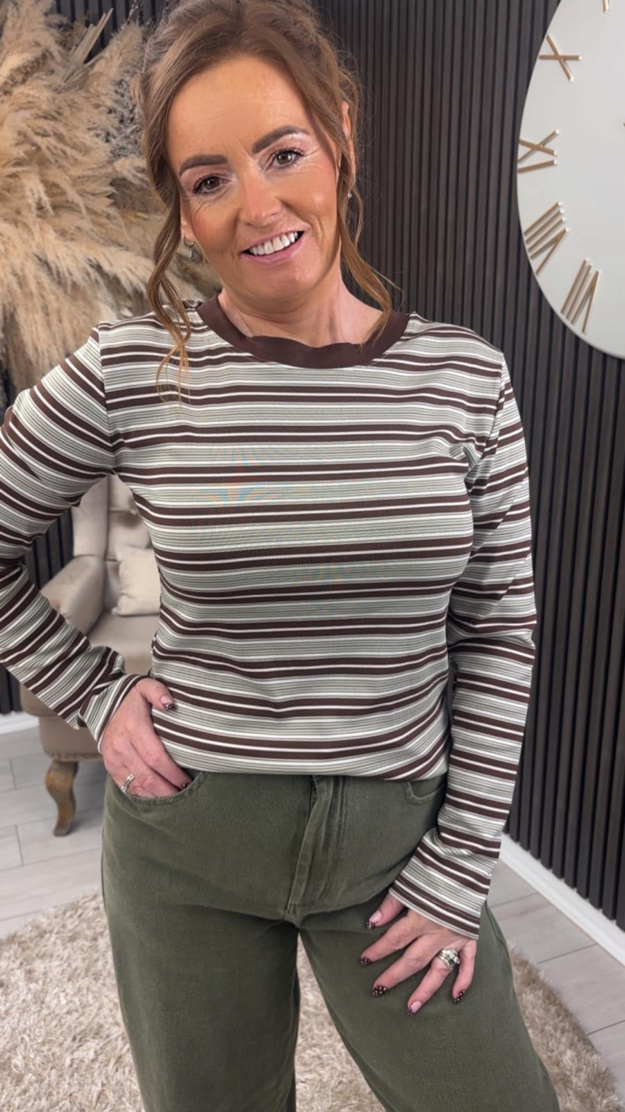 KYLIE TOP - GREEN/BROWN