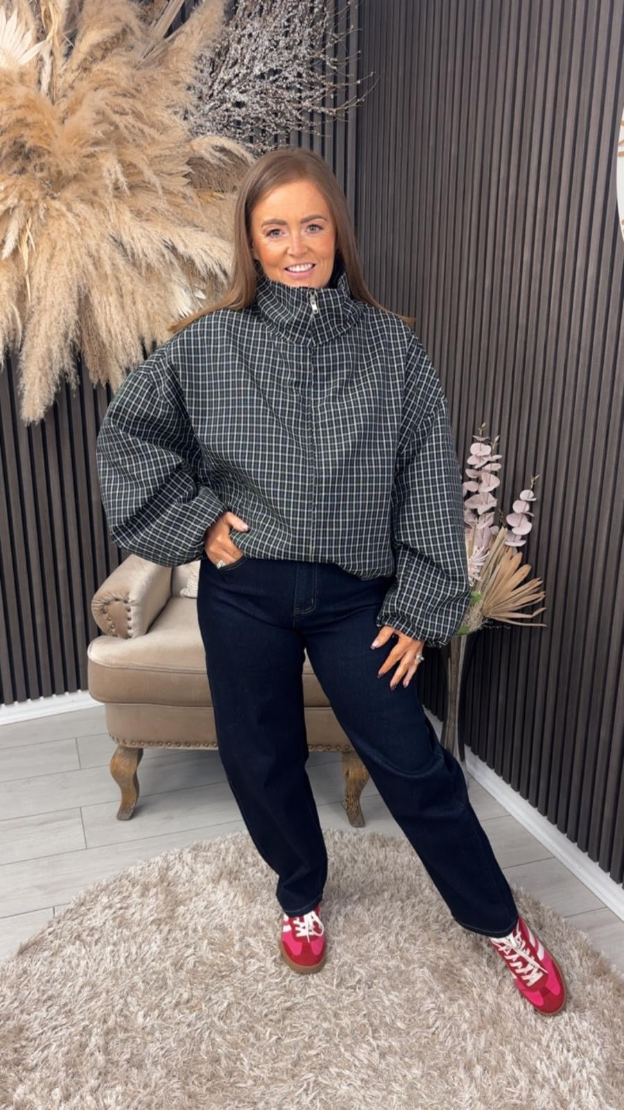 POLLY JACKET - NAVY CHECKED
