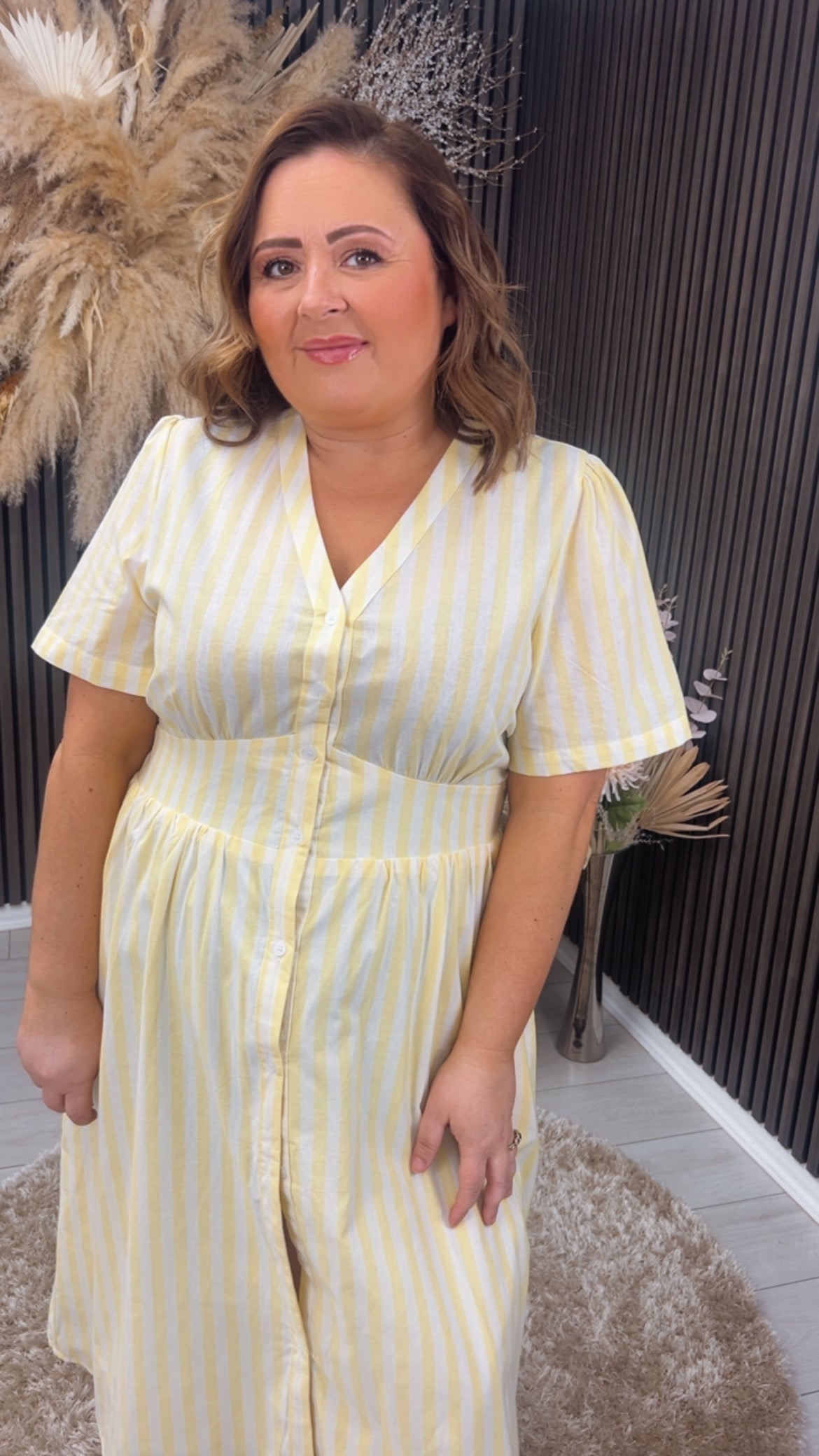 ALANNA DRESS - YELLOW STRIPE