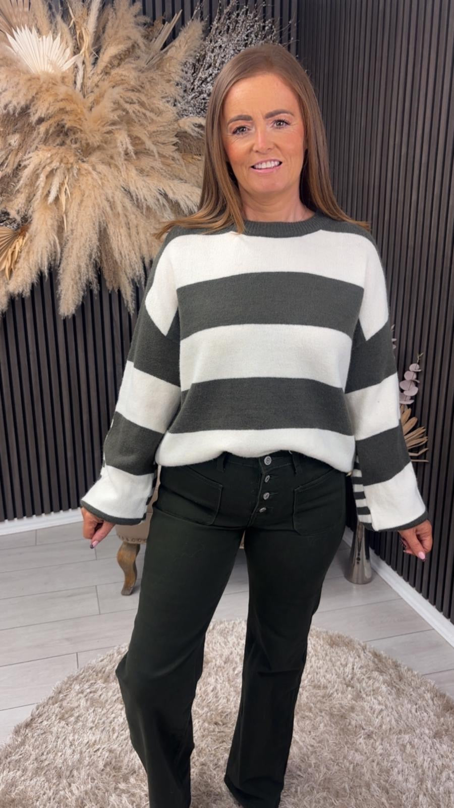 LESLEY JUMPER - CREAM/KHAKI