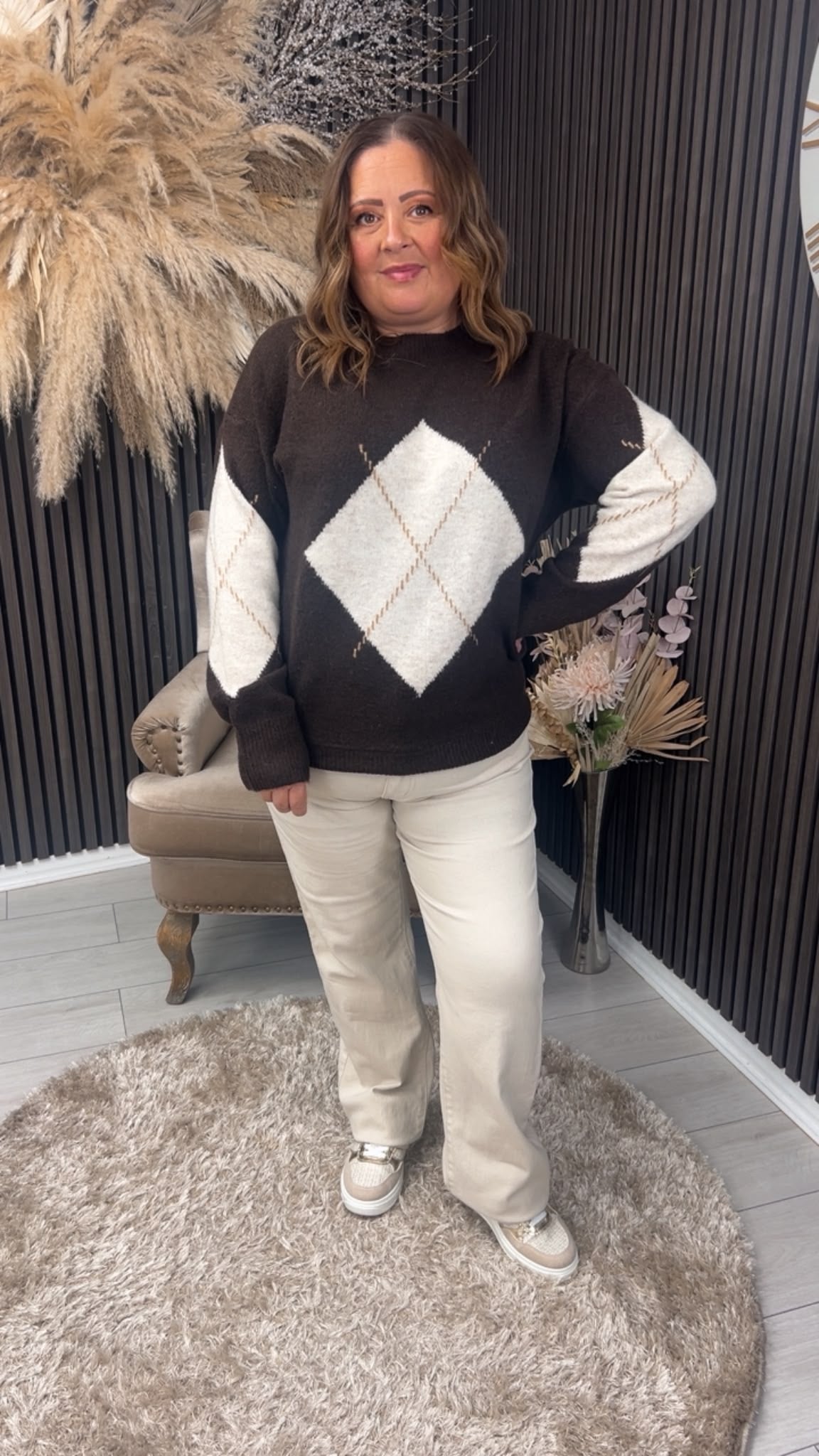 JODIE JUMPER- BROWN/CREAM