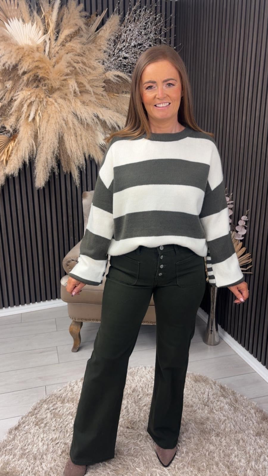 LESLEY JUMPER - CREAM/KHAKI