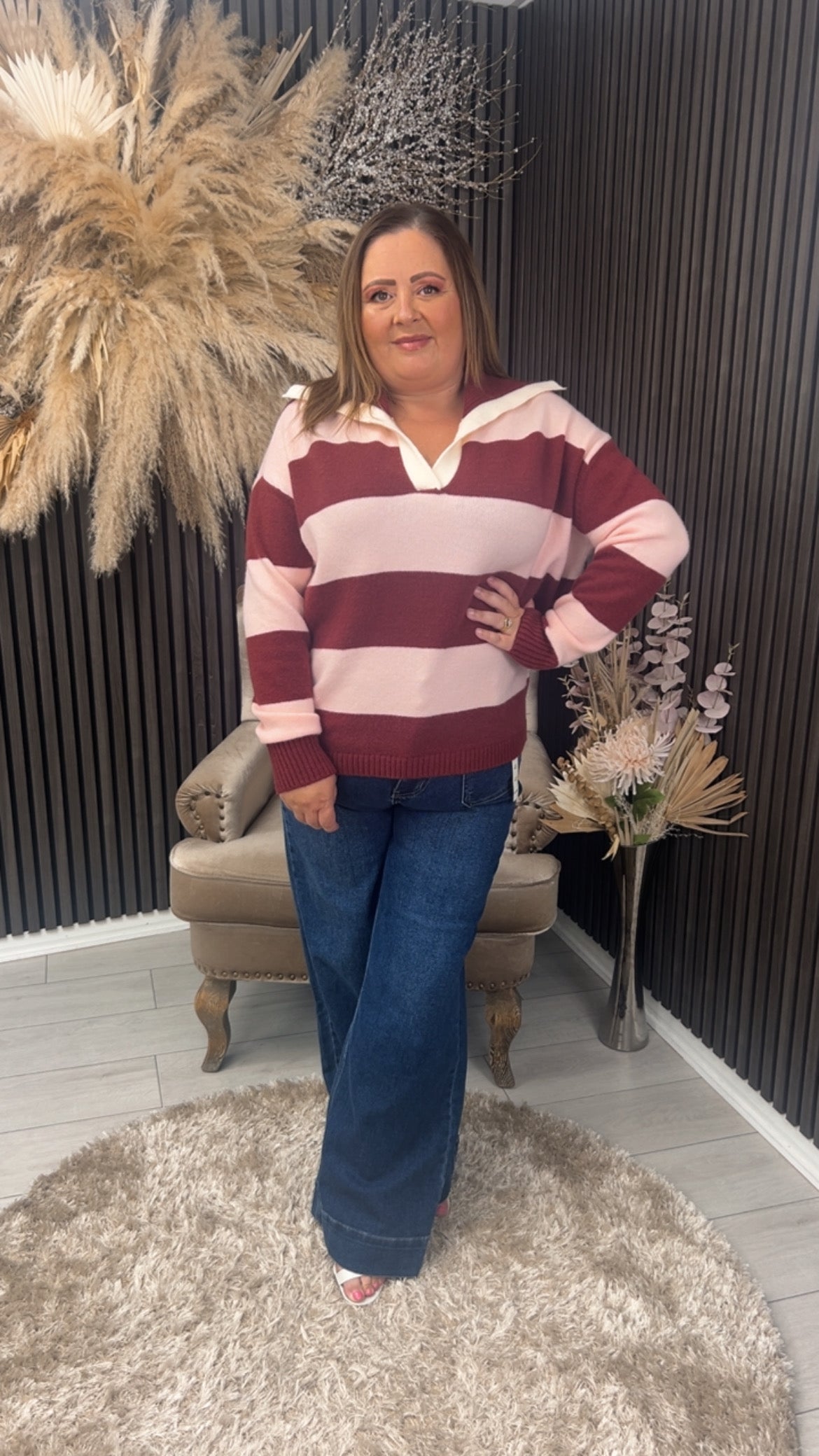 LEXI JUMPER - BURGUNDY/PINK