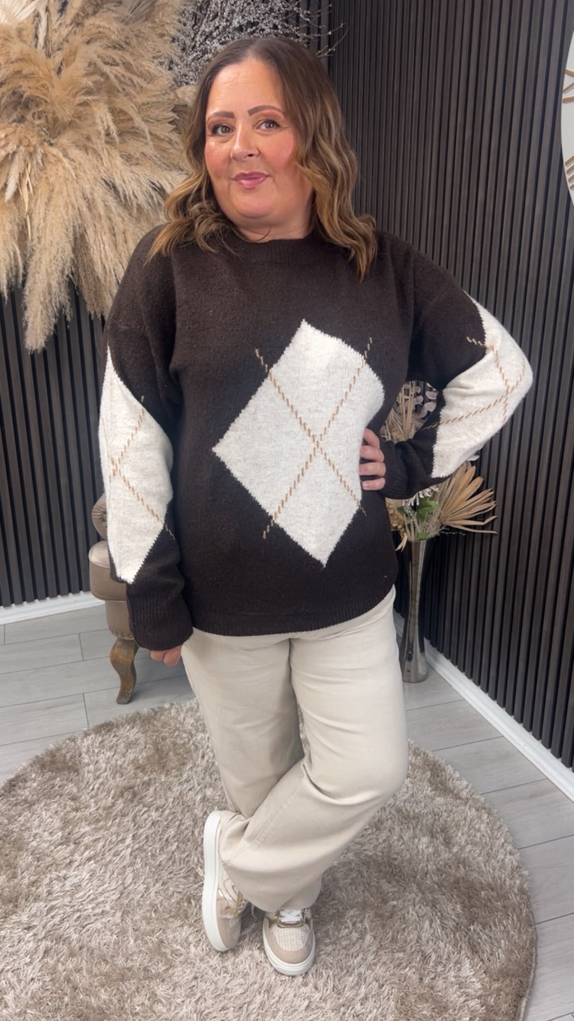 JODIE JUMPER- BROWN/CREAM