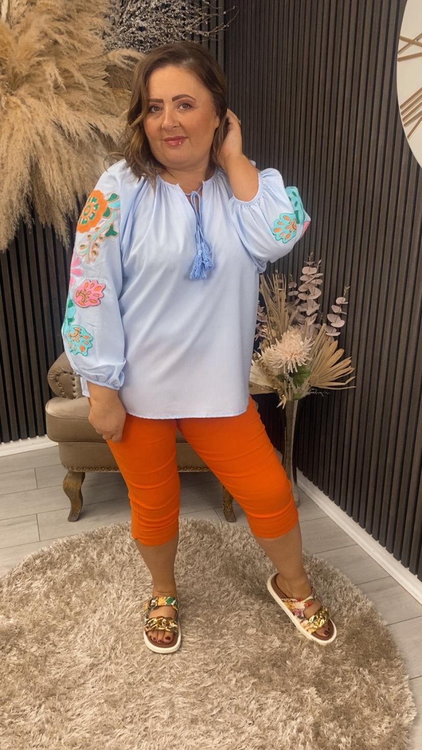 POPPY TOP - BLUE STRIPE